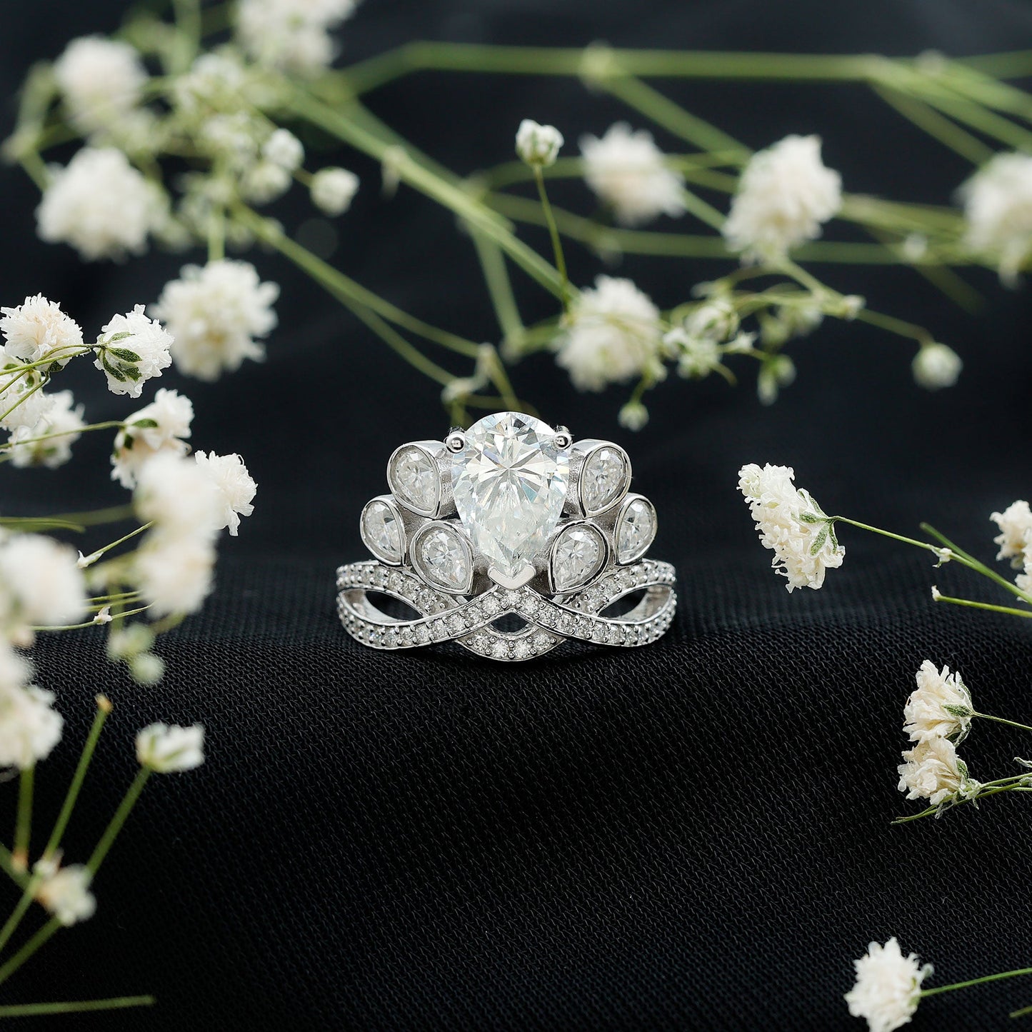 Vintage Inspired Moissanite Huge Engagement Ring