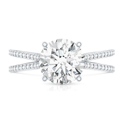 Solitaire Moissanite 2 Carat Engagement Ring with Split Shank
