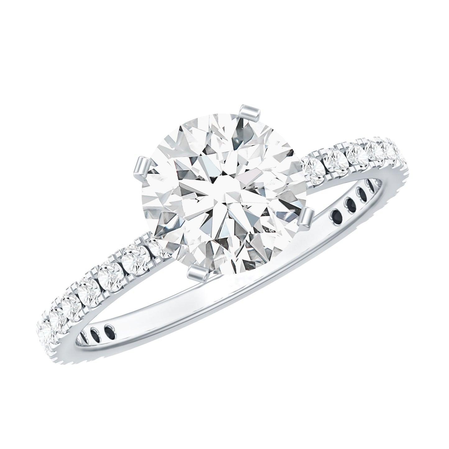 Certified 2 Carat Moissanite Solitaire Engagement Ring