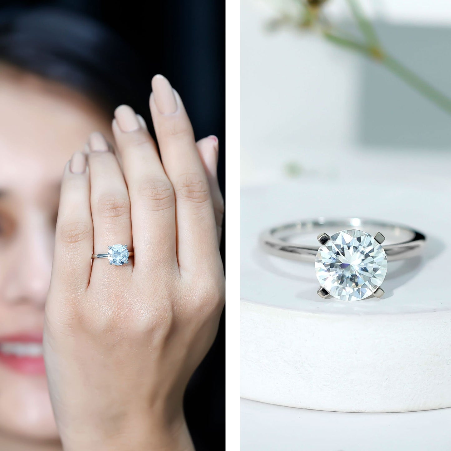 2 Carat Round Moissanite Solitaire Engagement Ring