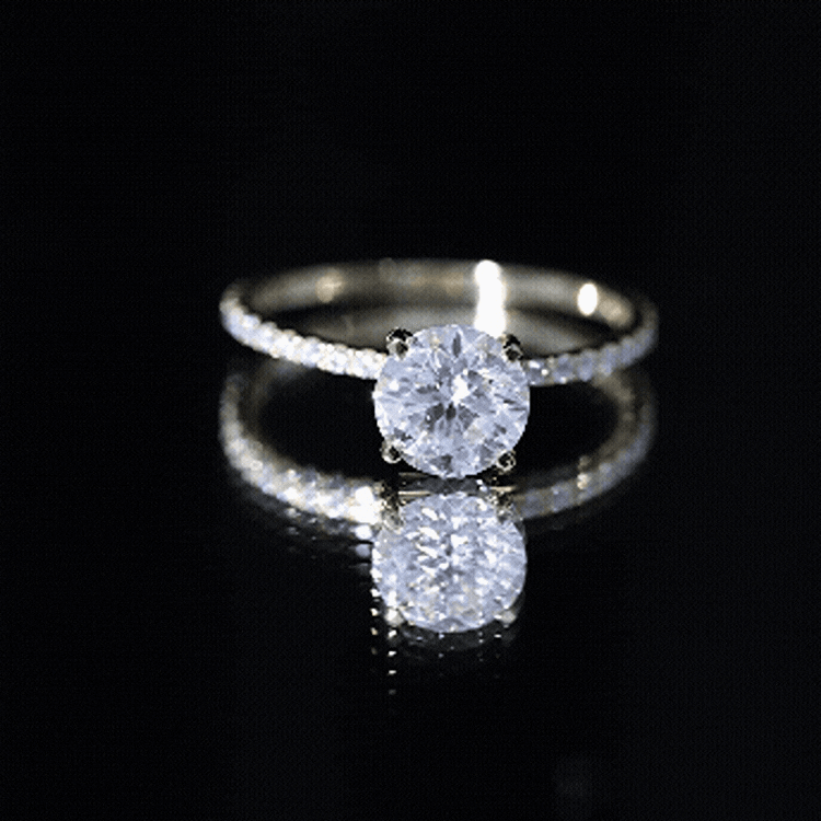 3 Carat Brilliant Cut Moissanite Classic Engagement Ring In Gold Plated Silver
