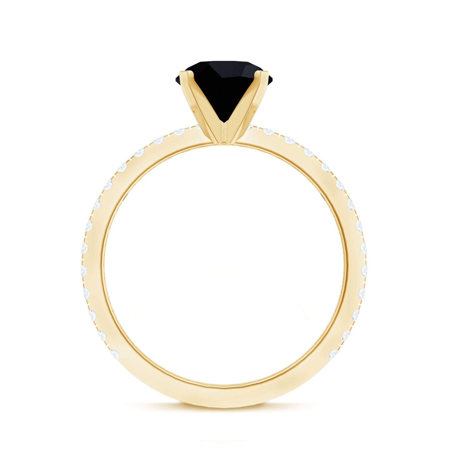 2 Carat Lab Grown Black Diamond Solitaire Engagement Ring with White Diamond