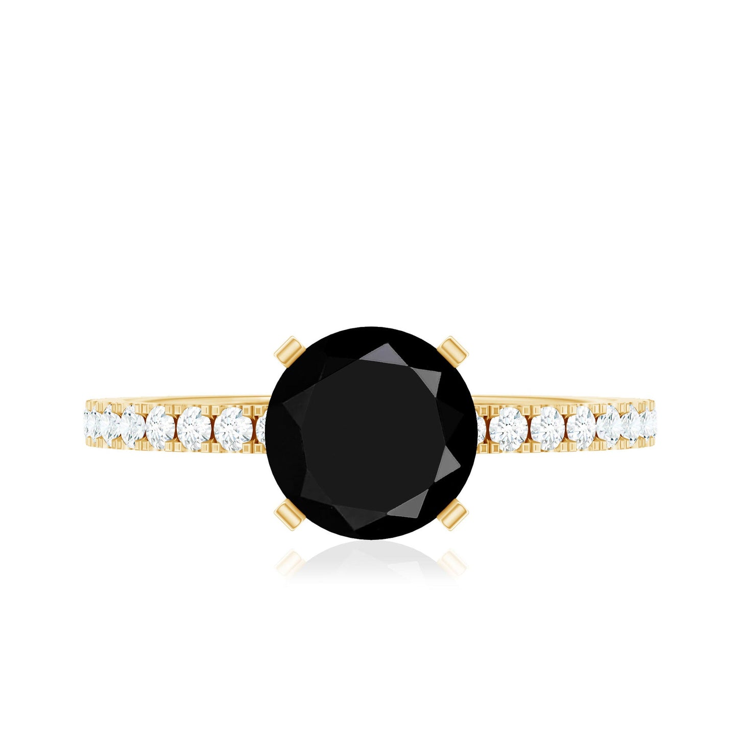 2 Carat Lab Grown Black Diamond Solitaire Engagement Ring with White Diamond