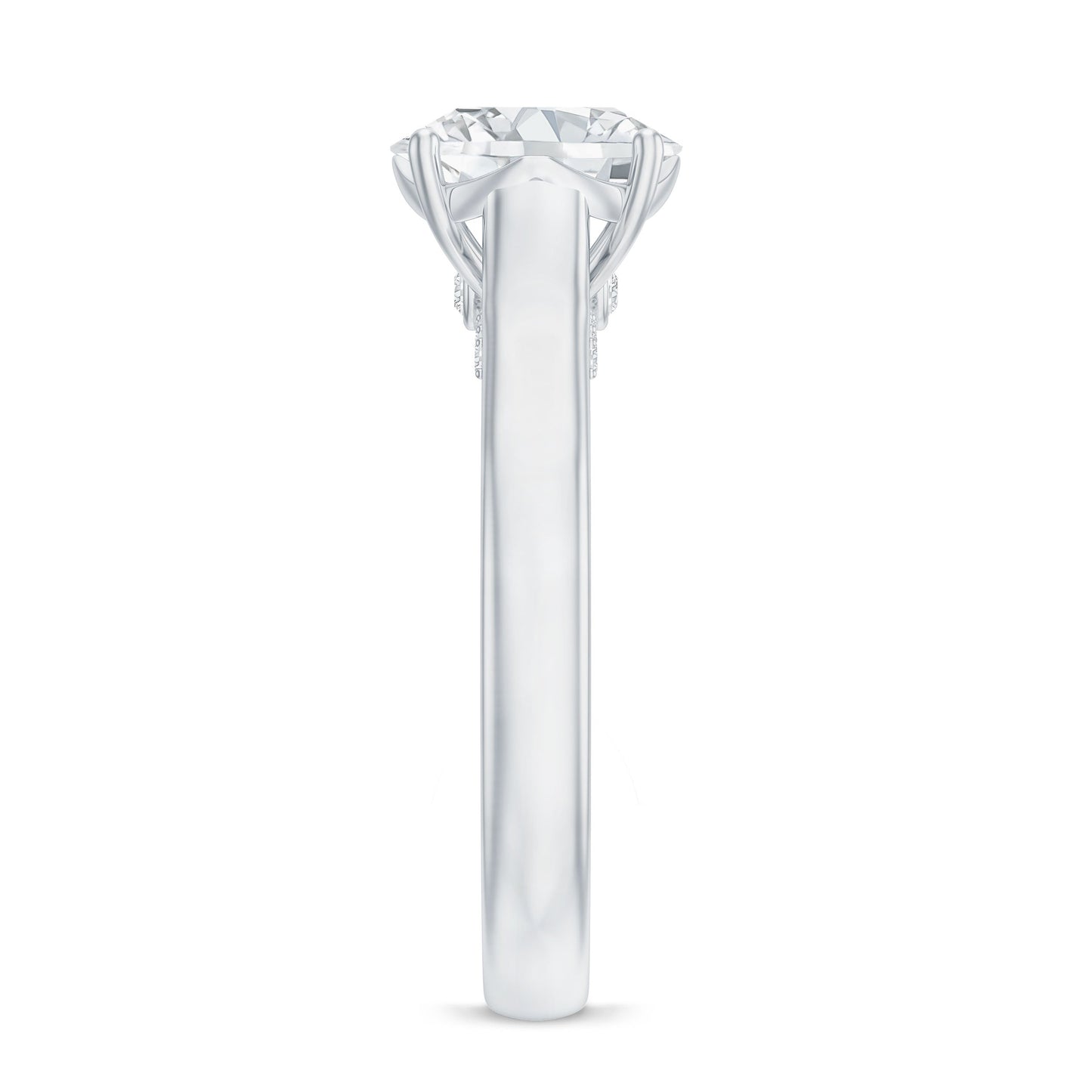 Solitaire Cathedral Engagement Ring with Brilliant Cut Moissanite