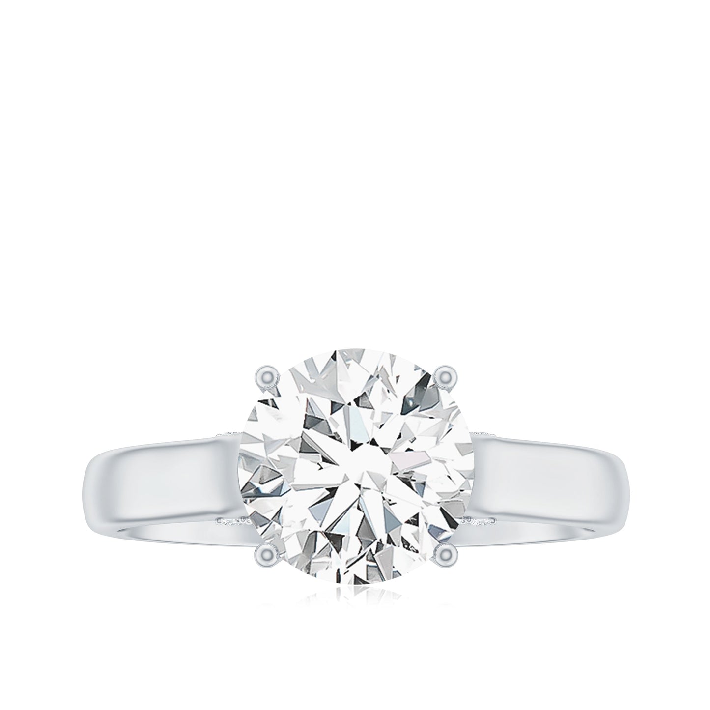 Solitaire Cathedral Engagement Ring with Brilliant Cut Moissanite
