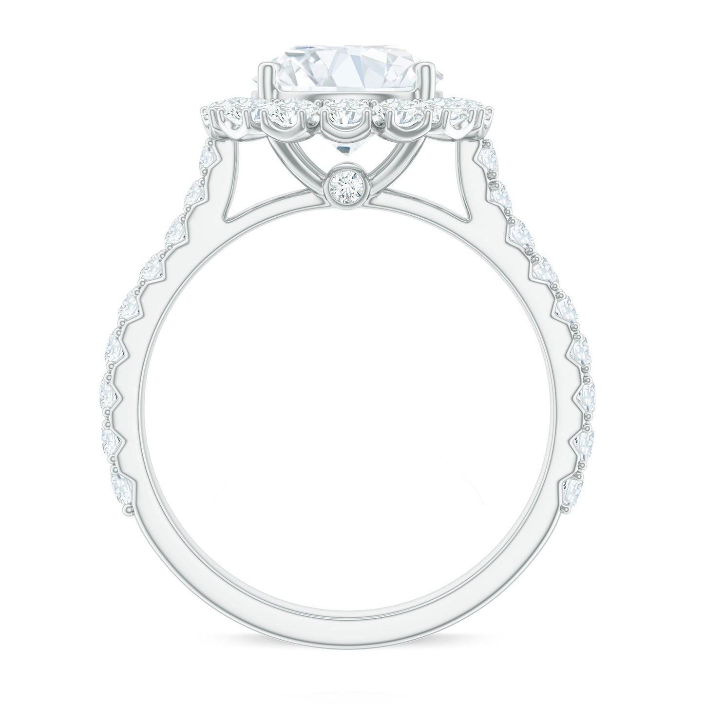 Certified Brilliant Cut Moissanite Halo Engagement Ring