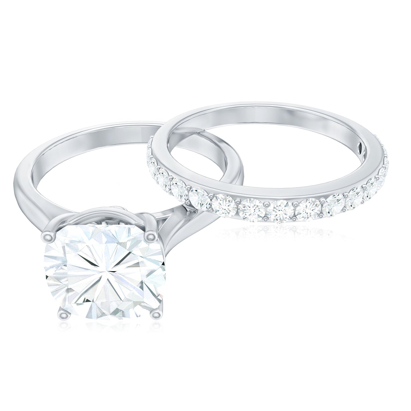 Cushion Cut Moissanite Solitaire Bridal Set with Certificate