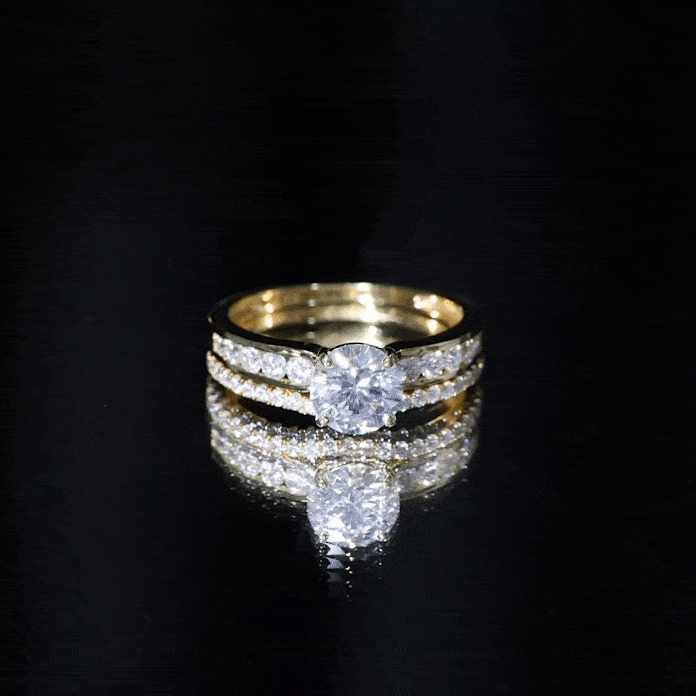 Certified 2 Carat Moissanite Engagement Ring with Wedding Band