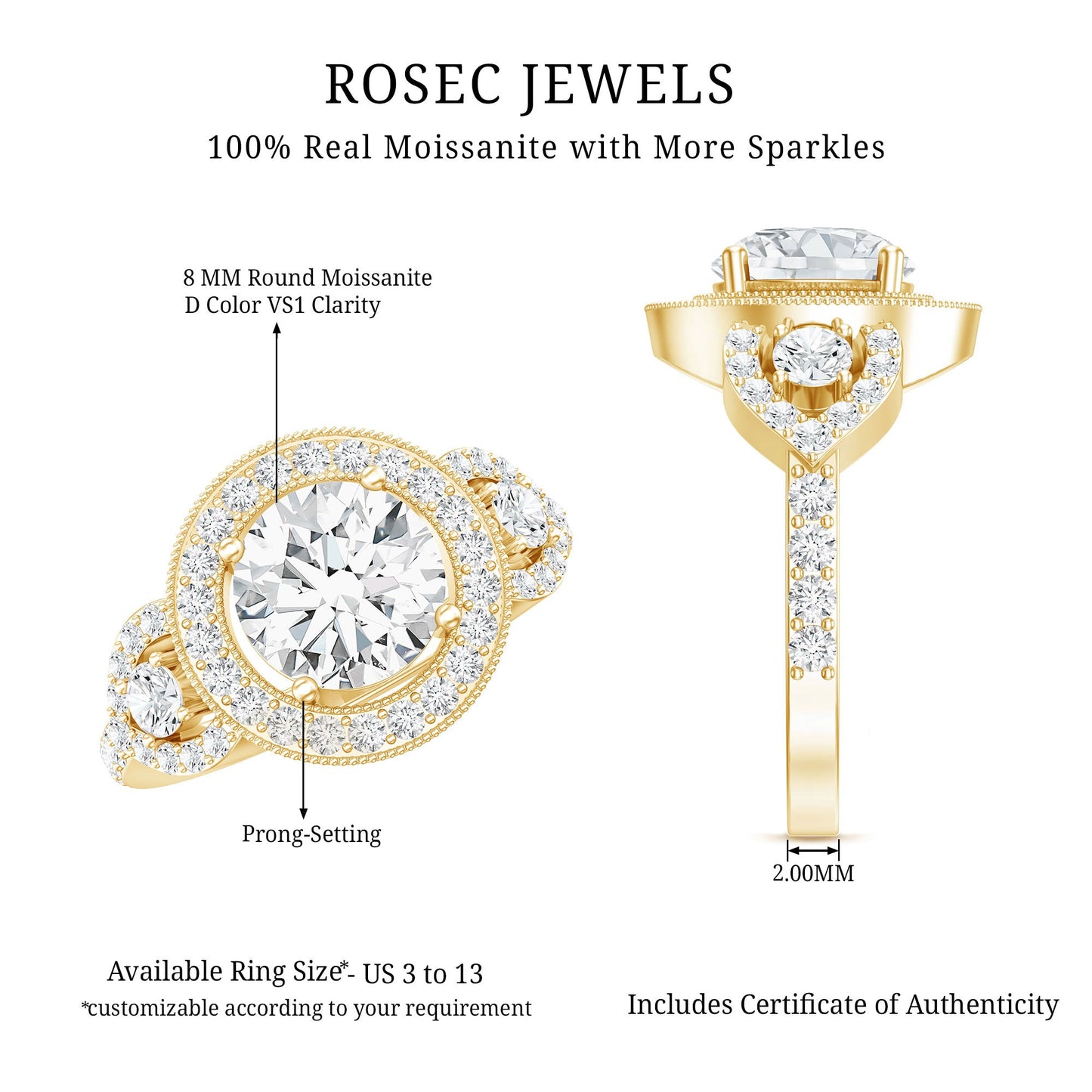 Vintage Style Moissanite Halo Engagement Ring