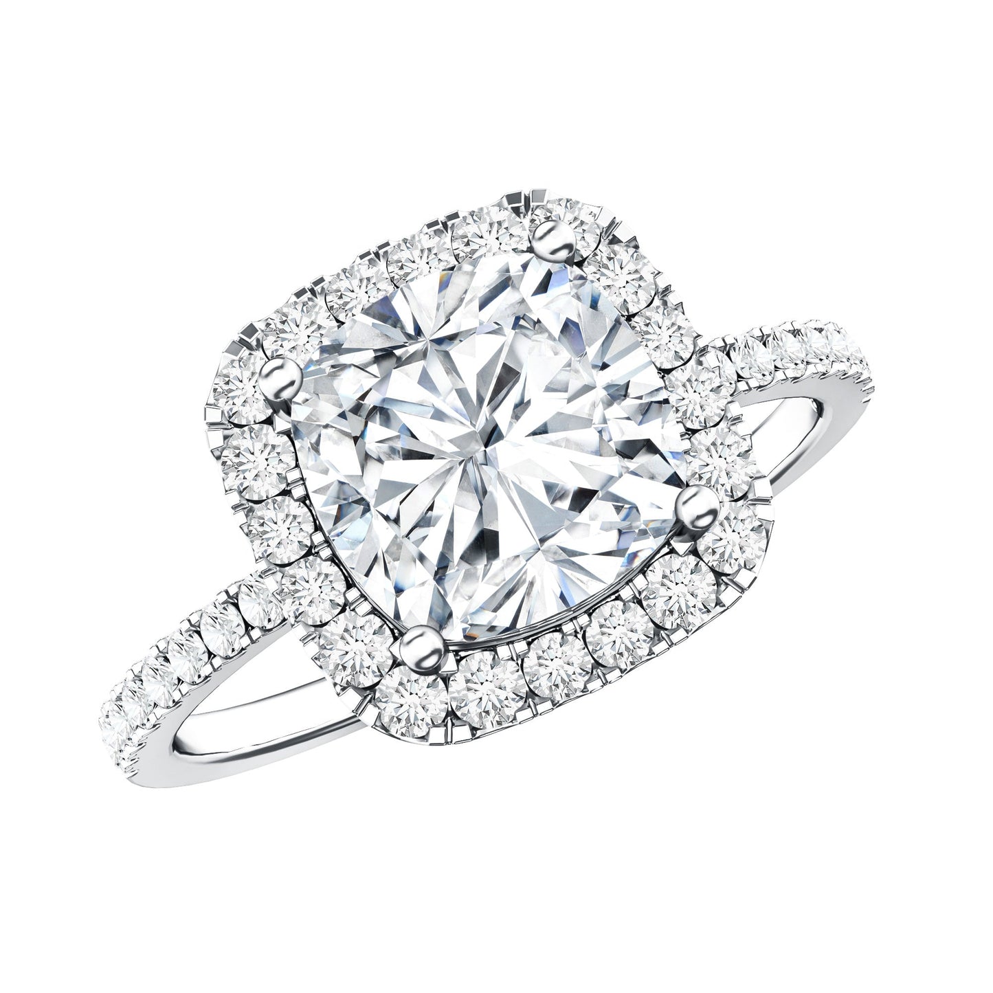 3 Carat Cushion Cut Moissanite Halo Engagement Ring for Women