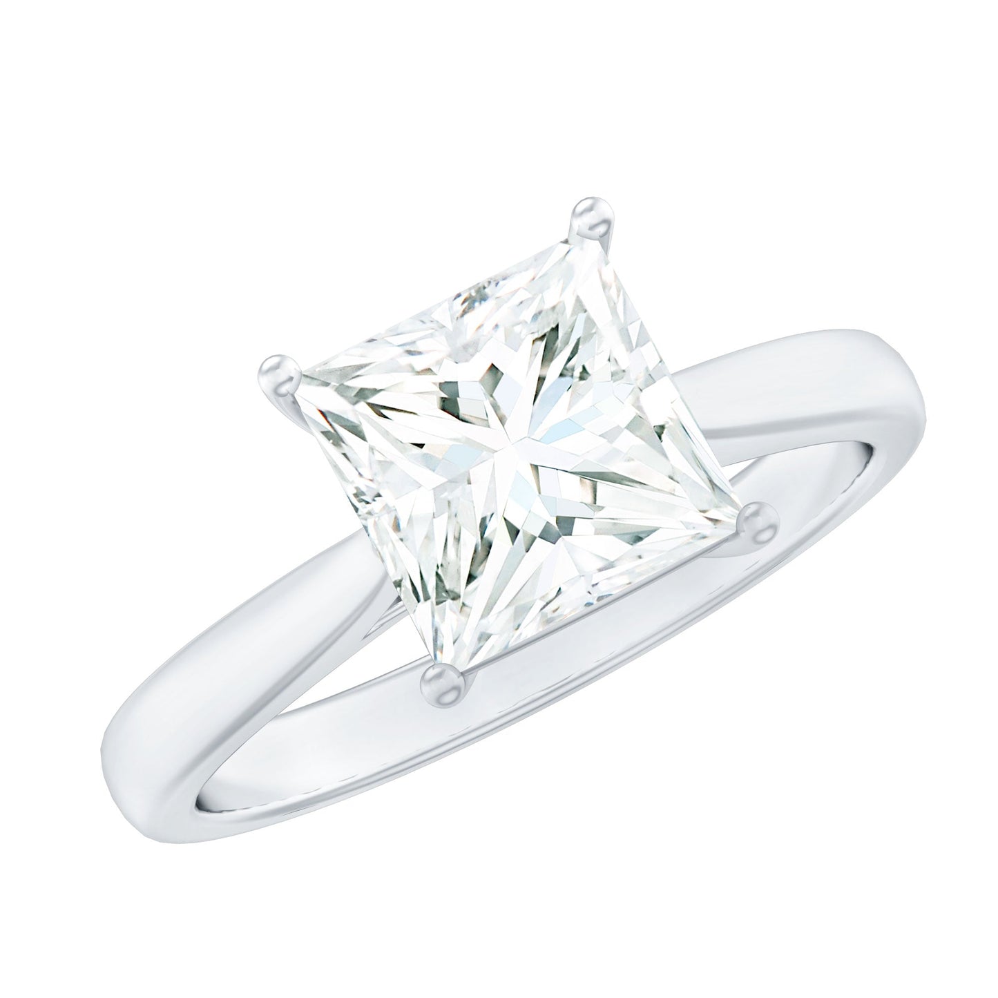Princess Cut 3 Carat Moissanite Solitaire Engagement Ring