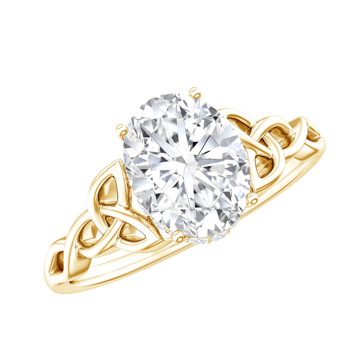 Certified 2 Carat Oval Moissanite Hidden Halo Engagement Ring