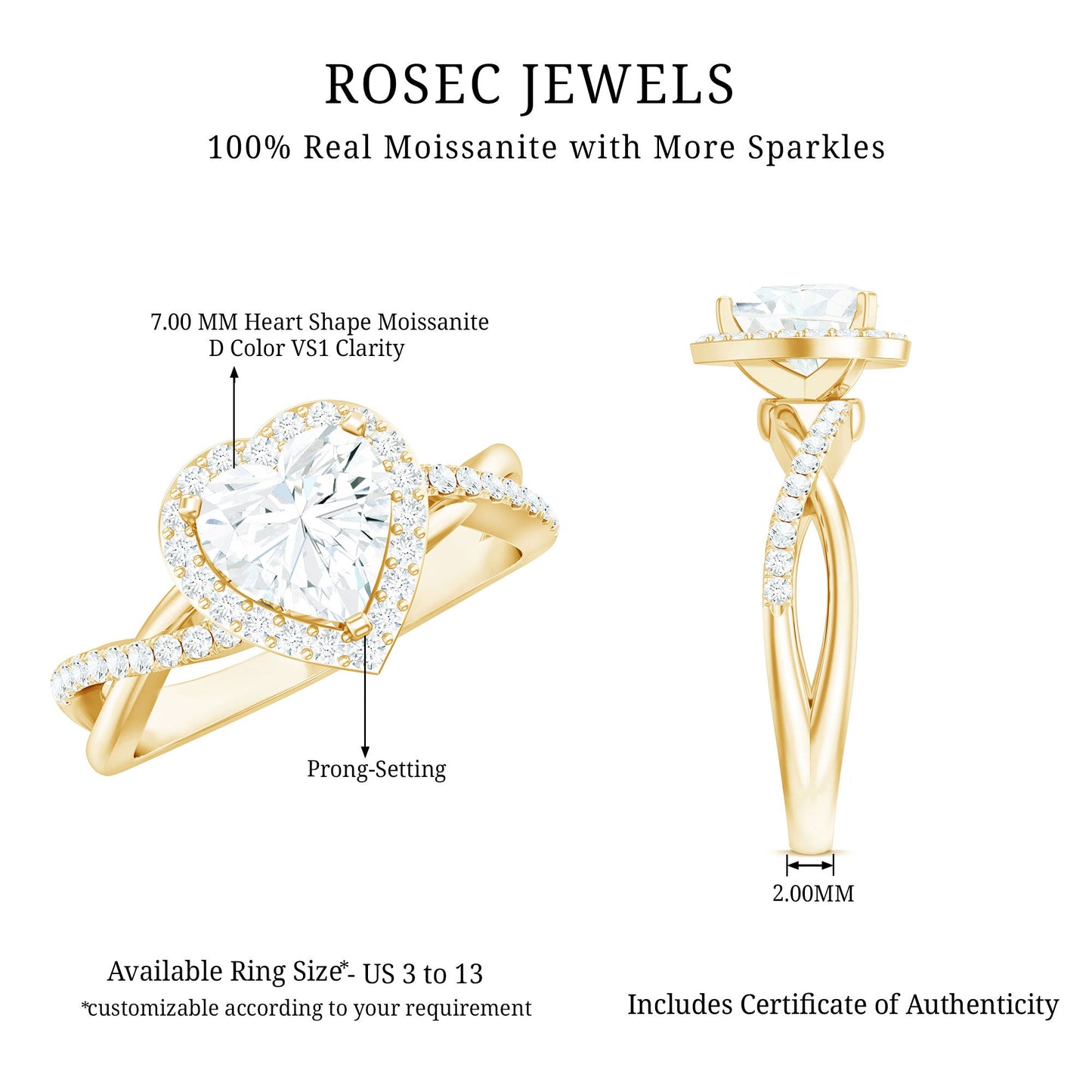 Heart Shape Moissanite Halo Engagement Ring with Criss Cross Band