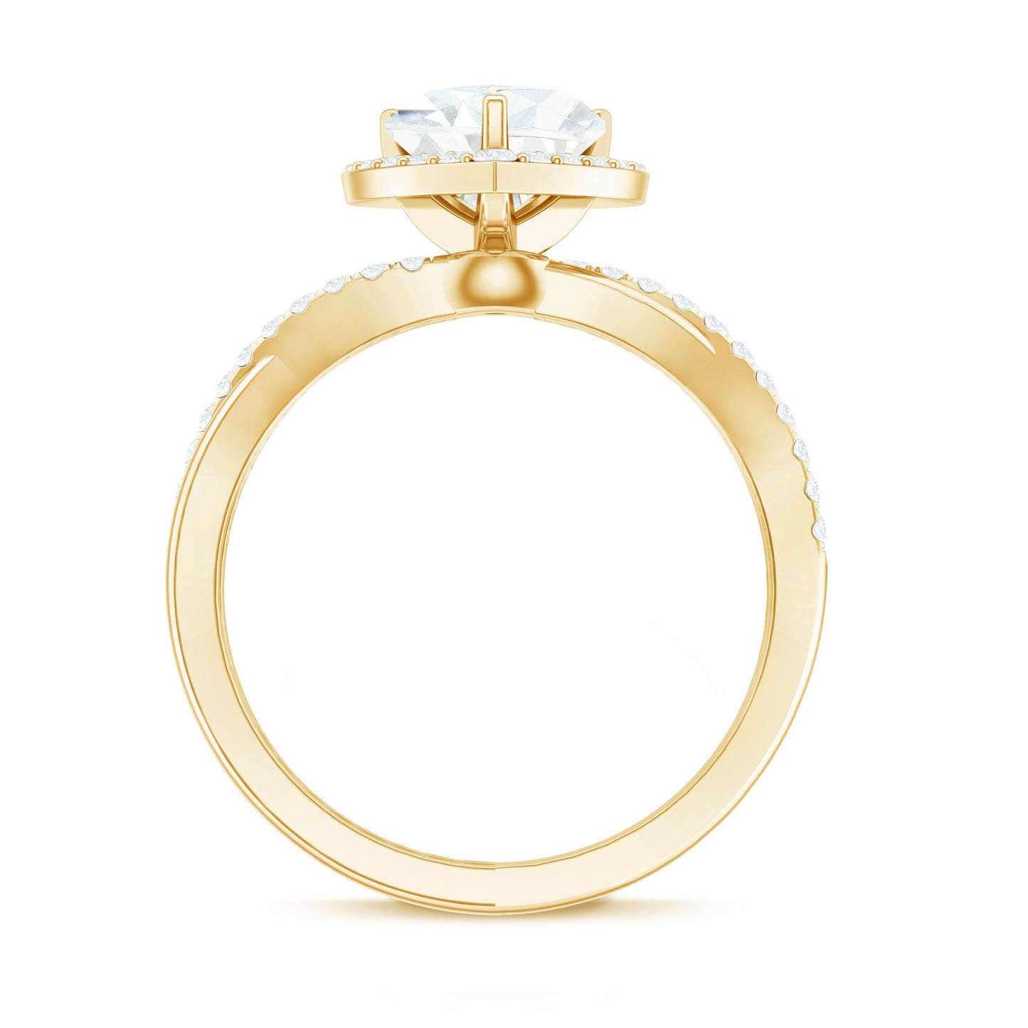 Heart Shape Moissanite Halo Engagement Ring with Criss Cross Band