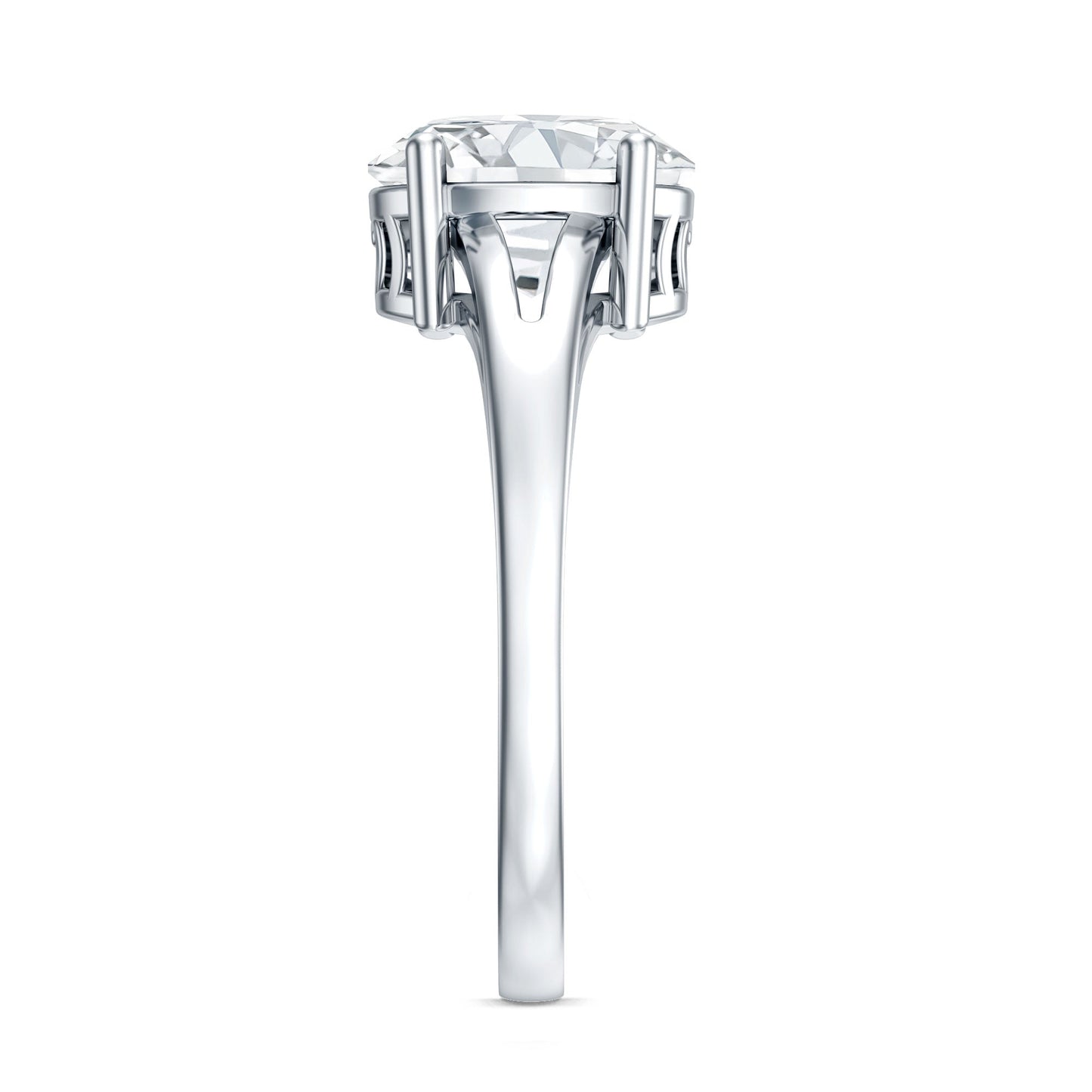 Solitaire Oval Cut Moissanite Split Shank Engagement Ring