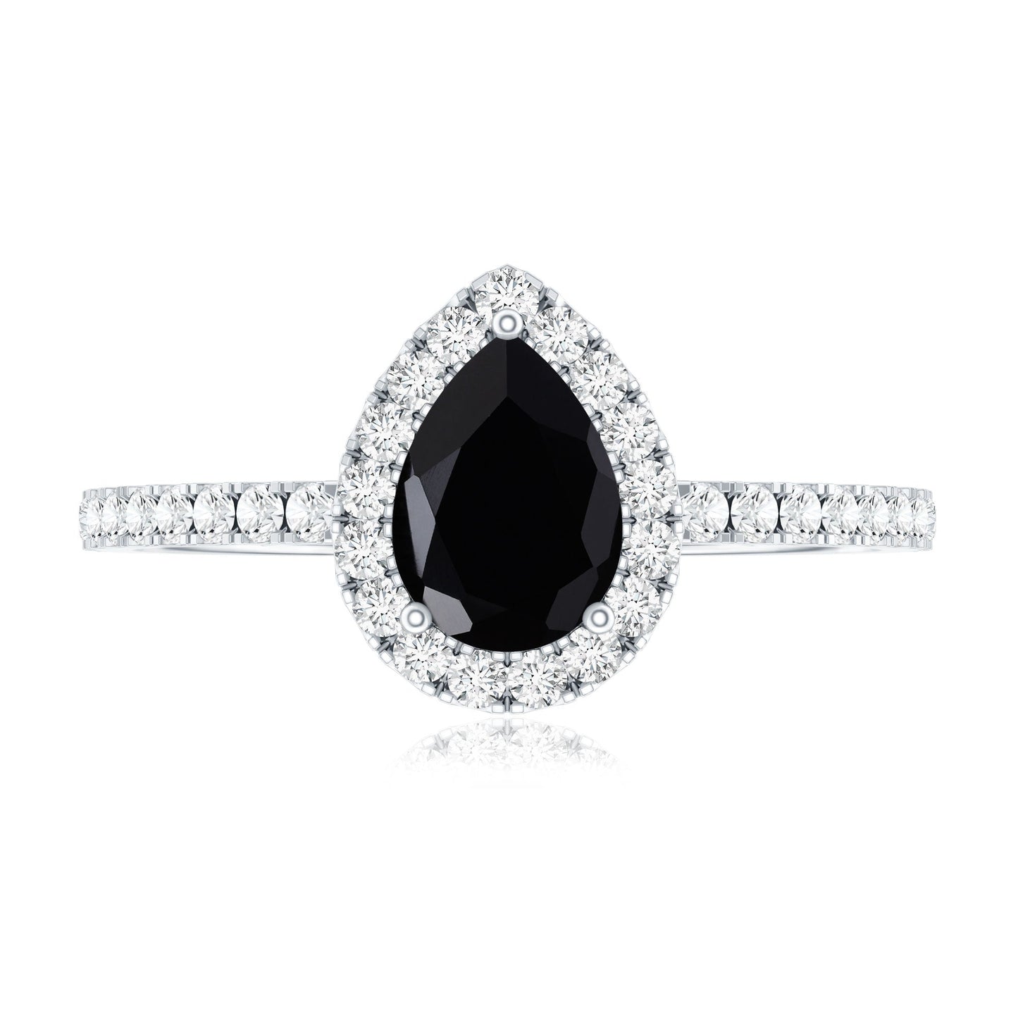 Certified 0.85 Carat Pear Shape Lab Grown Black and White Diamond Halo Engagement Ring