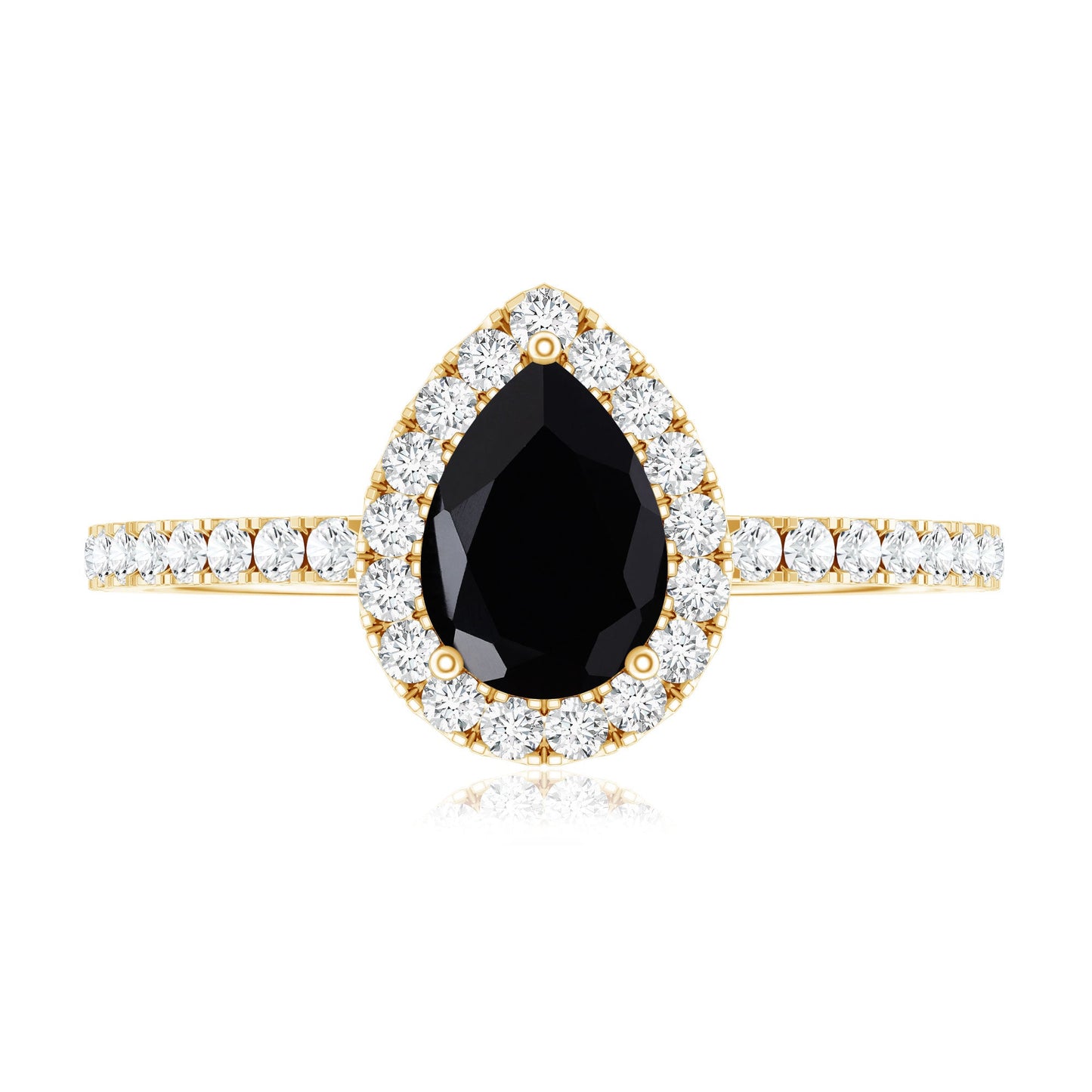 Certified 0.85 Carat Pear Shape Lab Grown Black and White Diamond Halo Engagement Ring