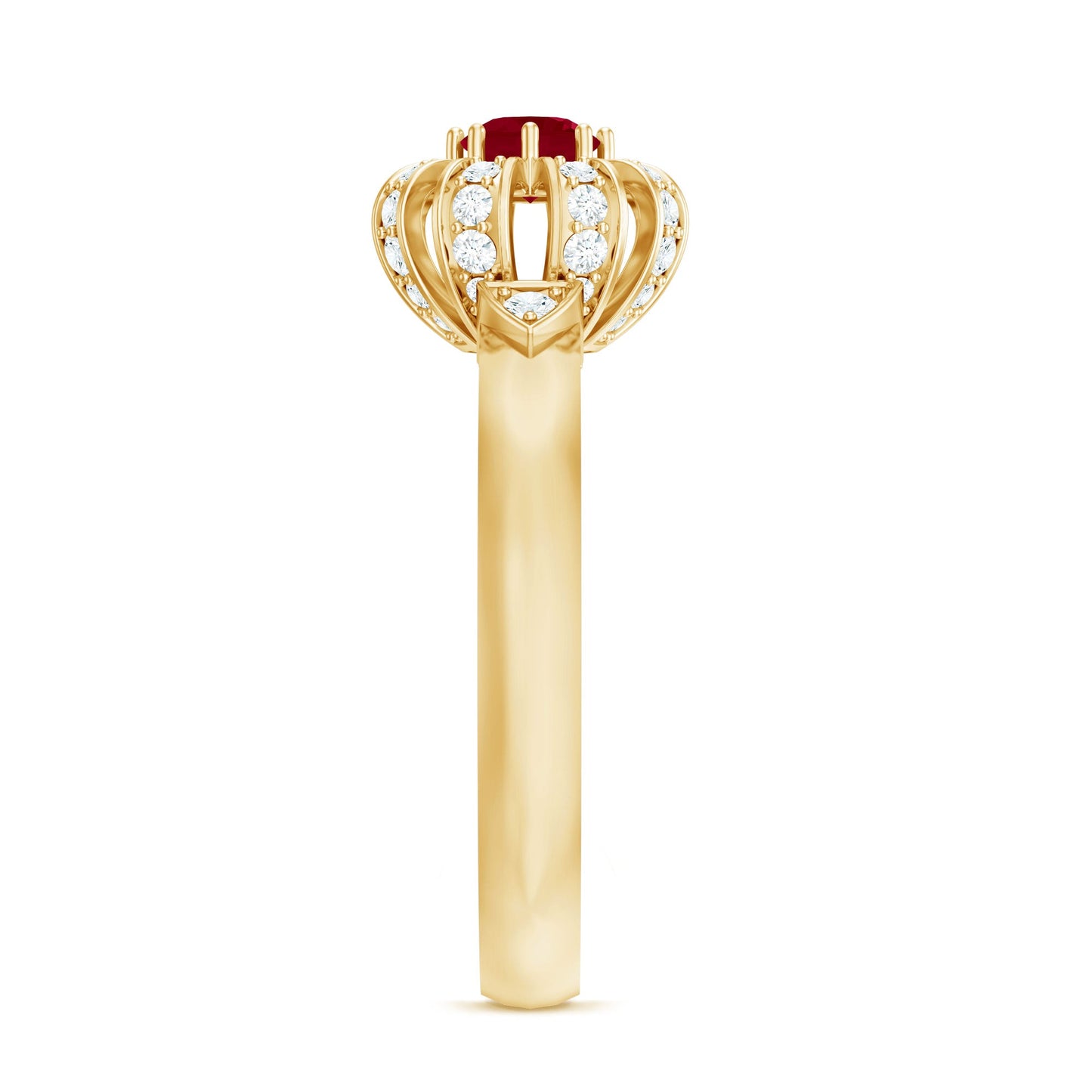 Natural Ruby Flower Promise Ring with Diamond