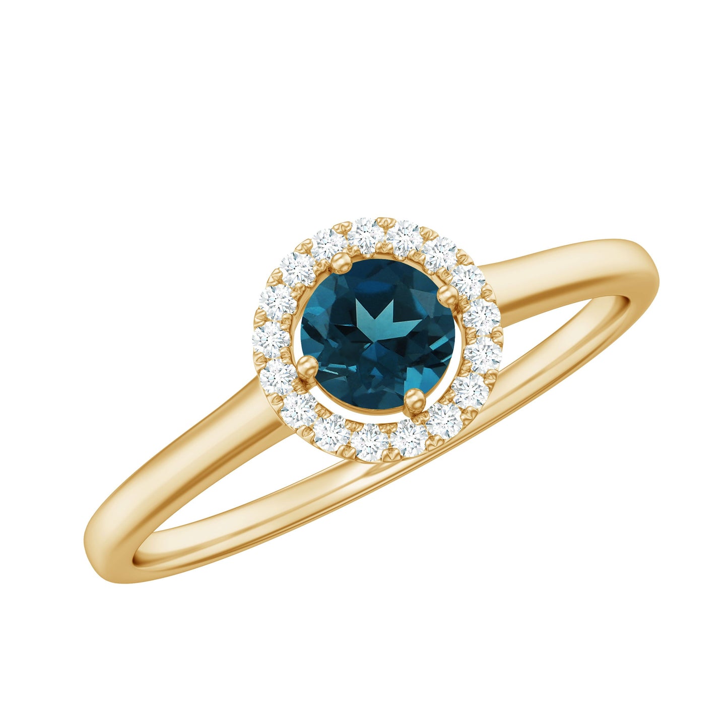 Certified Blue Topaz and Diamond Halo Promise Ring