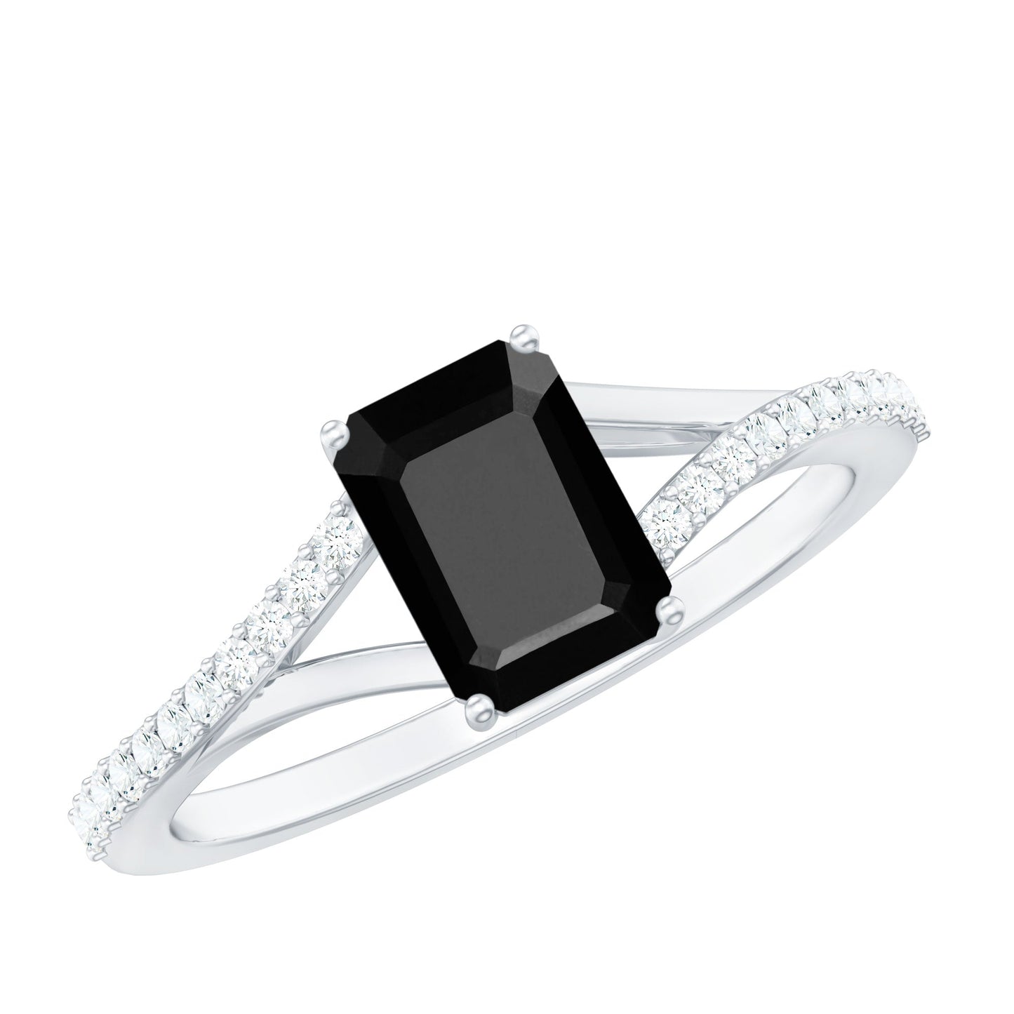 3.4 Carat Emerald Cut Lab Created Black Diamond Engagement Ring