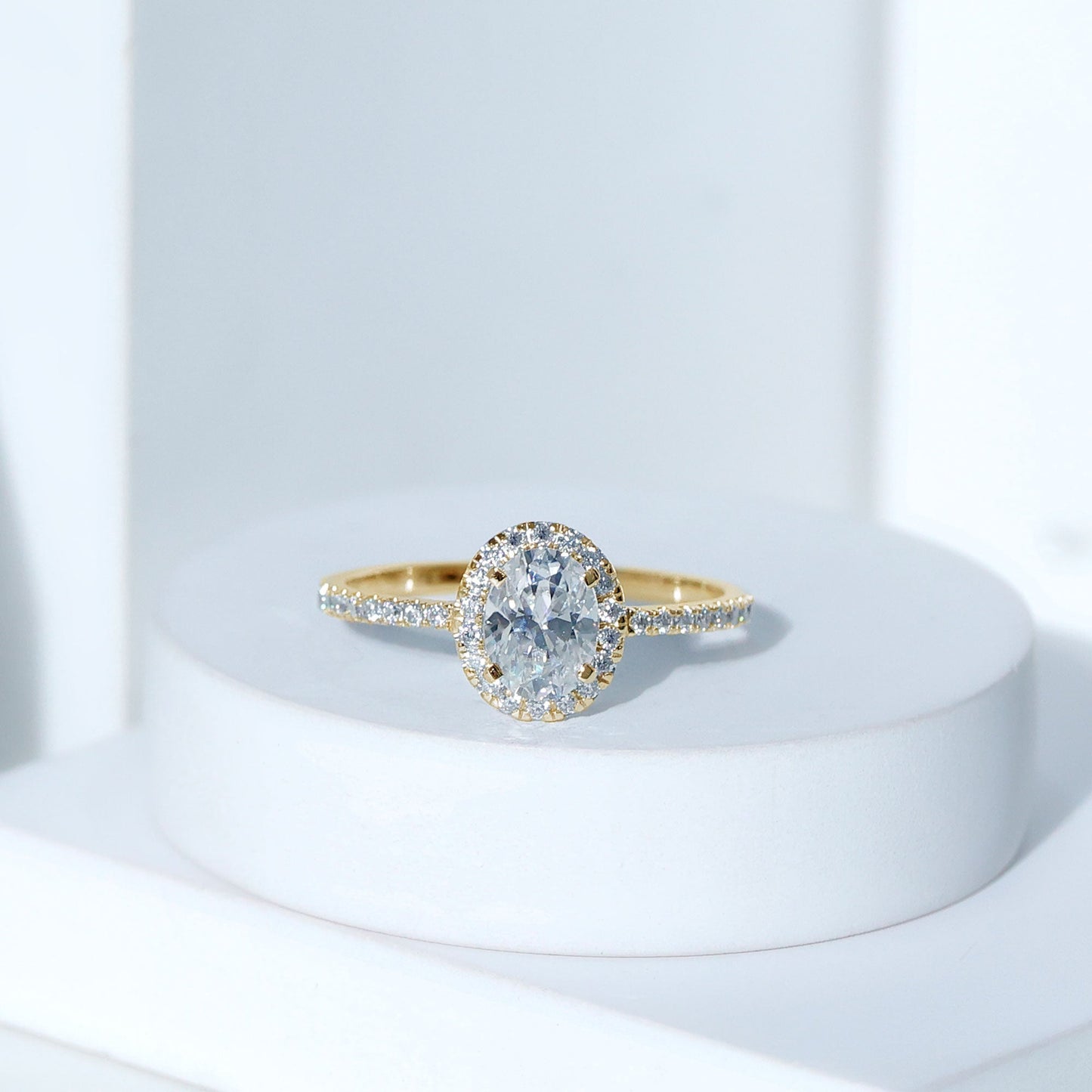 1.2 Carat Certified Moissanite Oval Halo Engagement Ring For Her