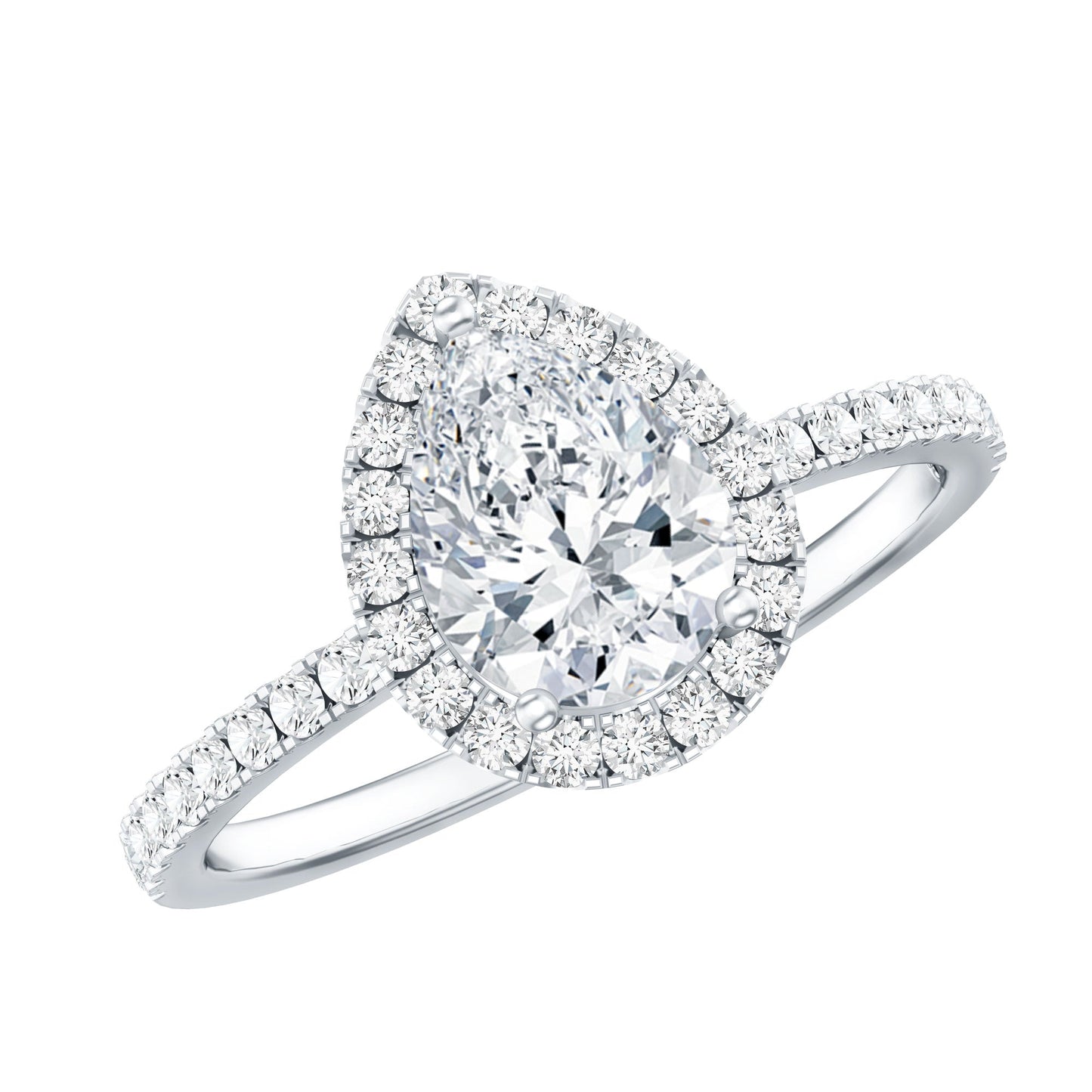 Certified Moissanite Teardrop Engagement Ring with Halo