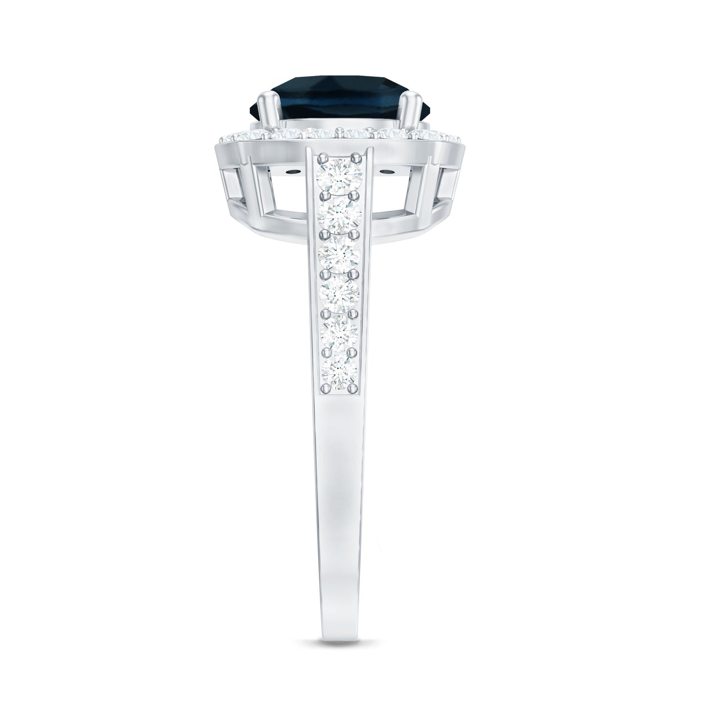 Vintage Halo Engagement Ring with London Blue Topaz and Diamond