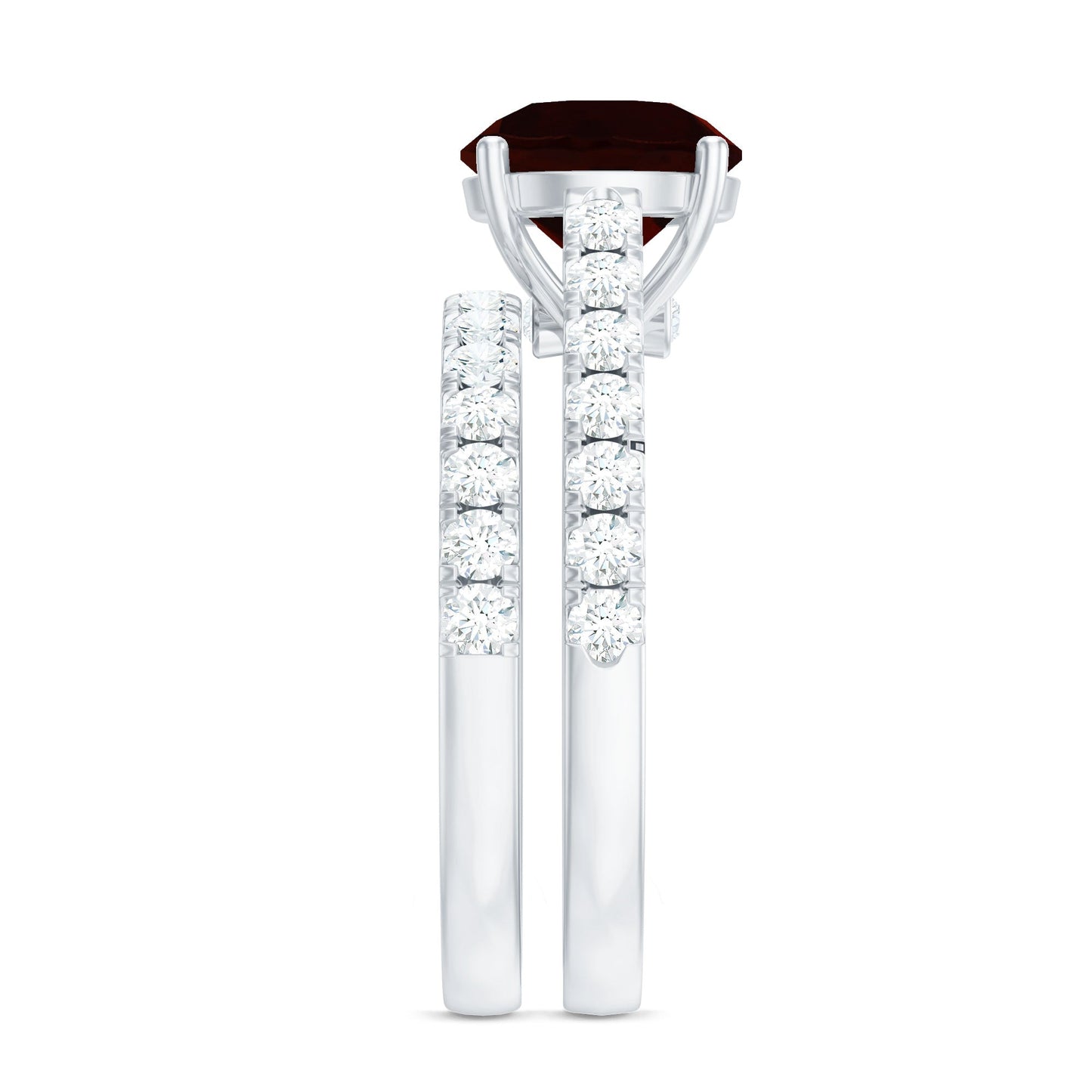 2.3 Carat Certified Real Garnet Wedding Bridal Ring Set