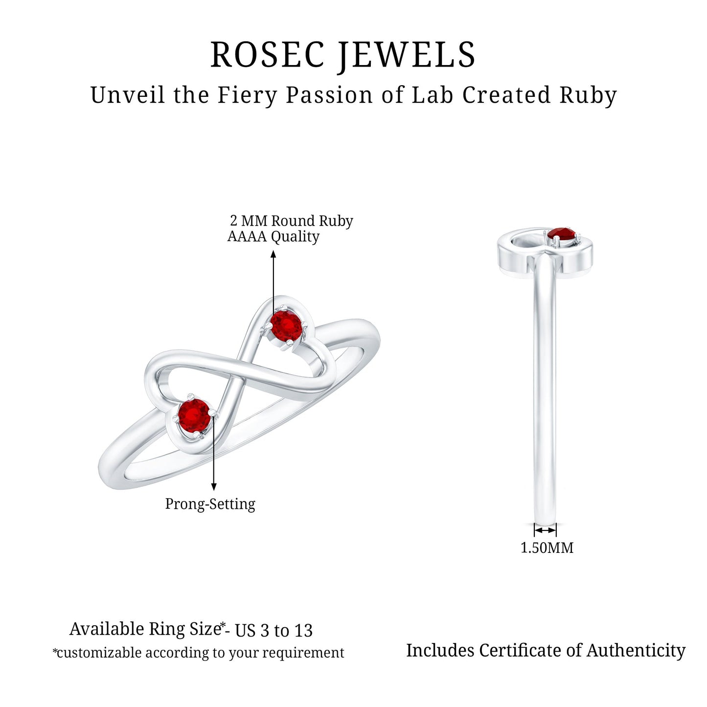 Lab Created Ruby Infinity Heart Promise Ring