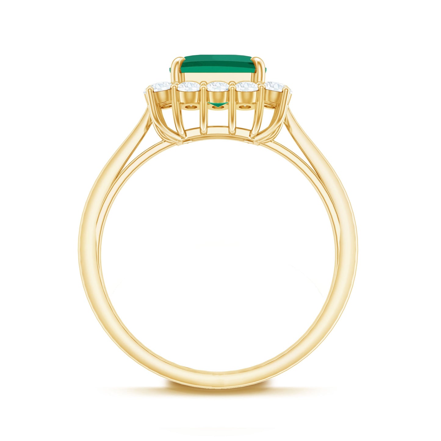 Lab Grown 2 Carat Emerald Cut Emerald Vintage Engagement Ring with Diamond Halo
