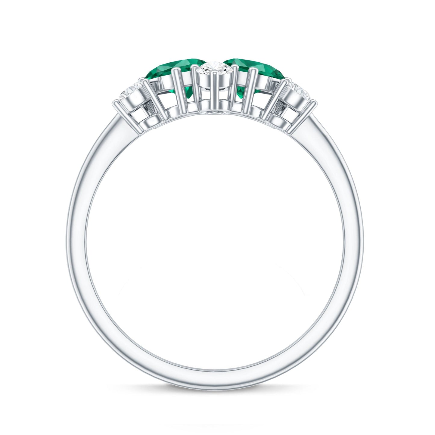 Designer Pear Shape Lab Grown Emerald Toi Et Moi Engagement Ring with Diamond