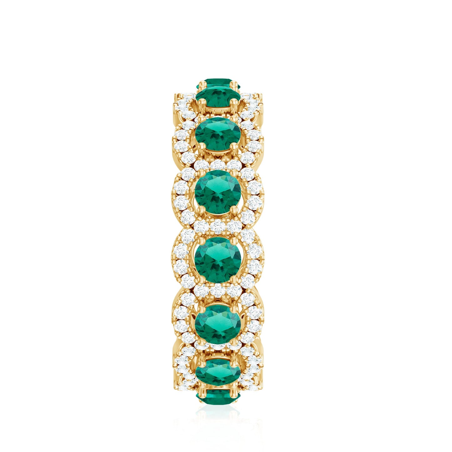 Certified Vintage Style Lab Grown Emerald Wedding Band