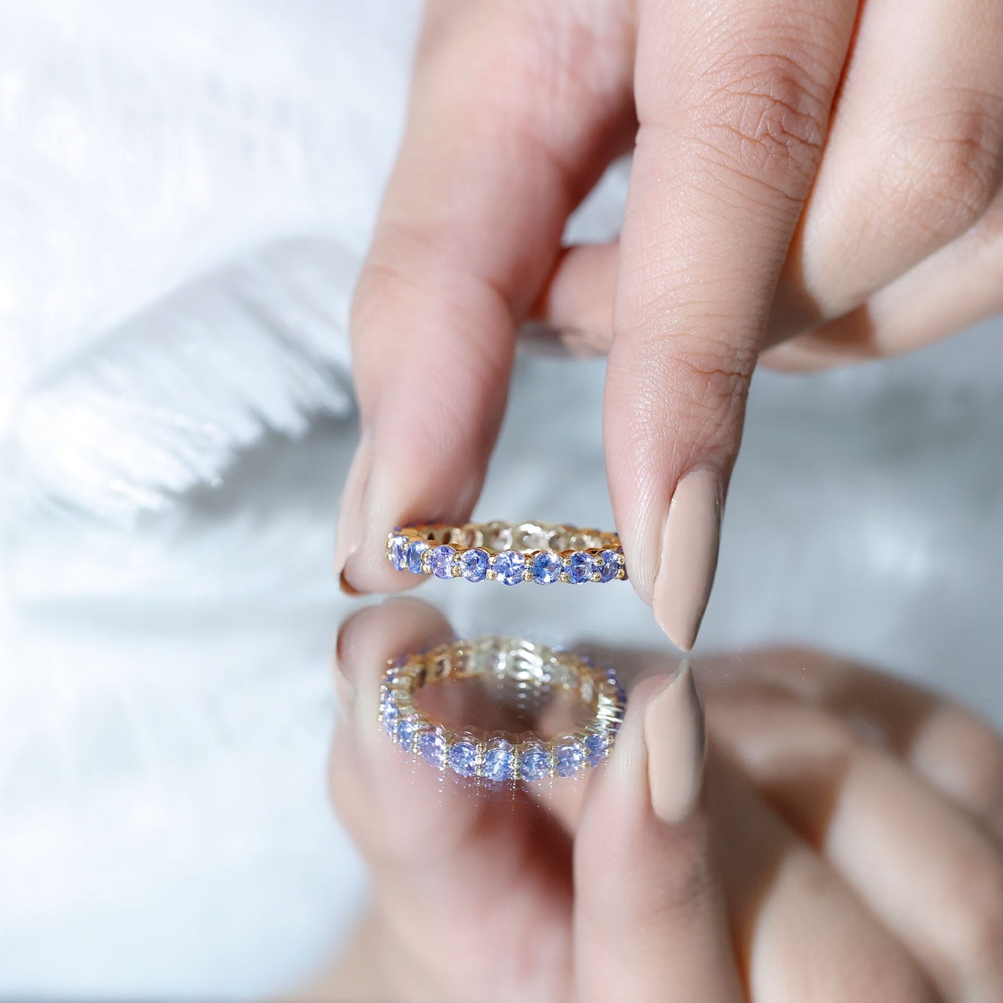 Real Tanzanite Full Eternity Ring for Women