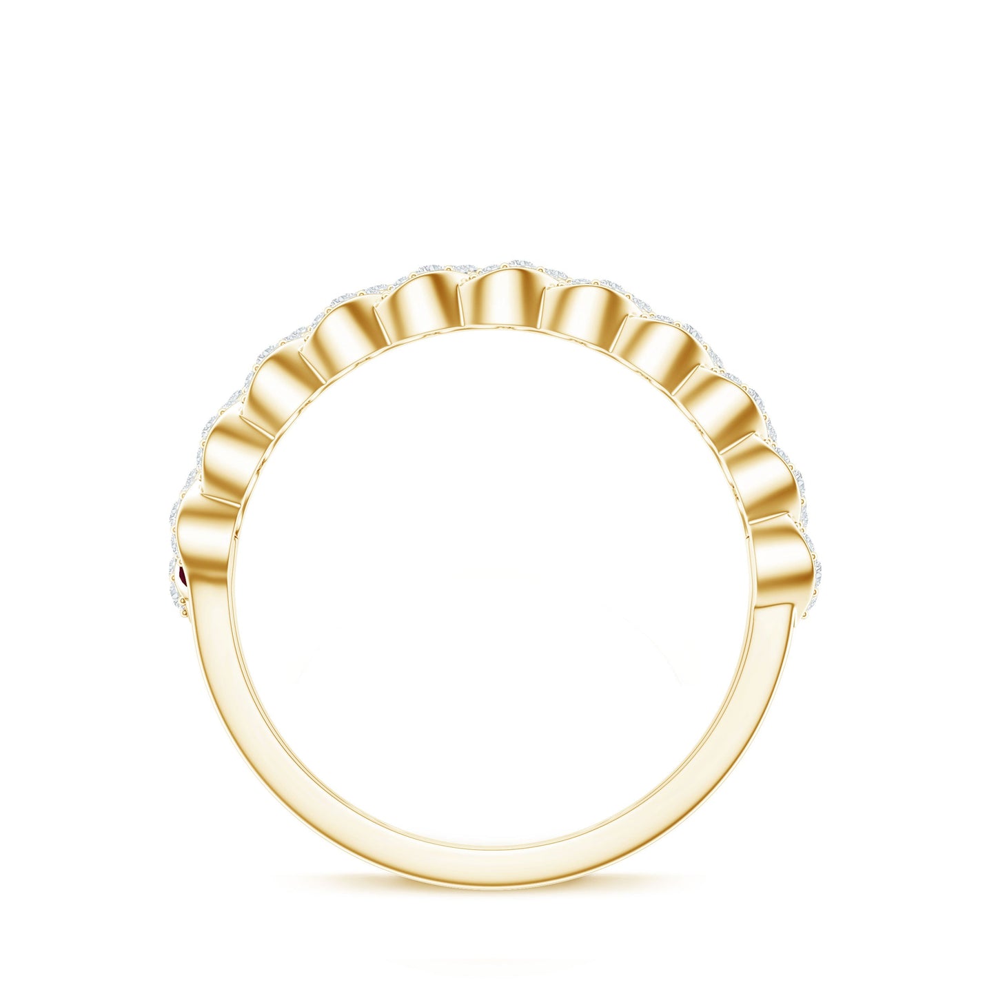 Natural Baguette Ruby Half Eternity Band with Diamond