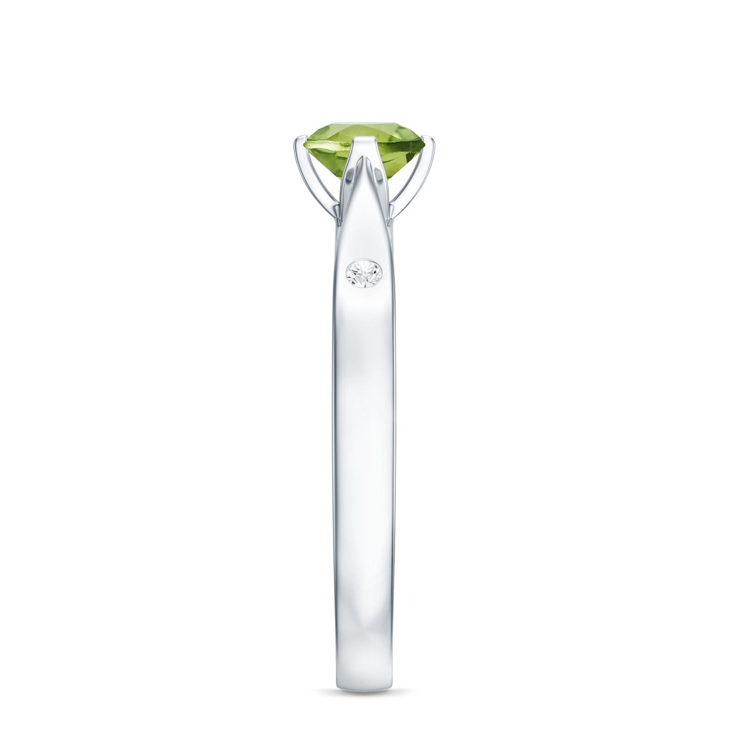 Natural 0.5 Carat Peridot Promise Ring with Diamond