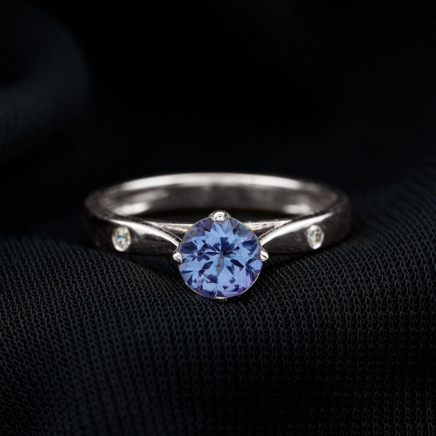 Natural Tanzanite Diamond Commitment Ring for Women