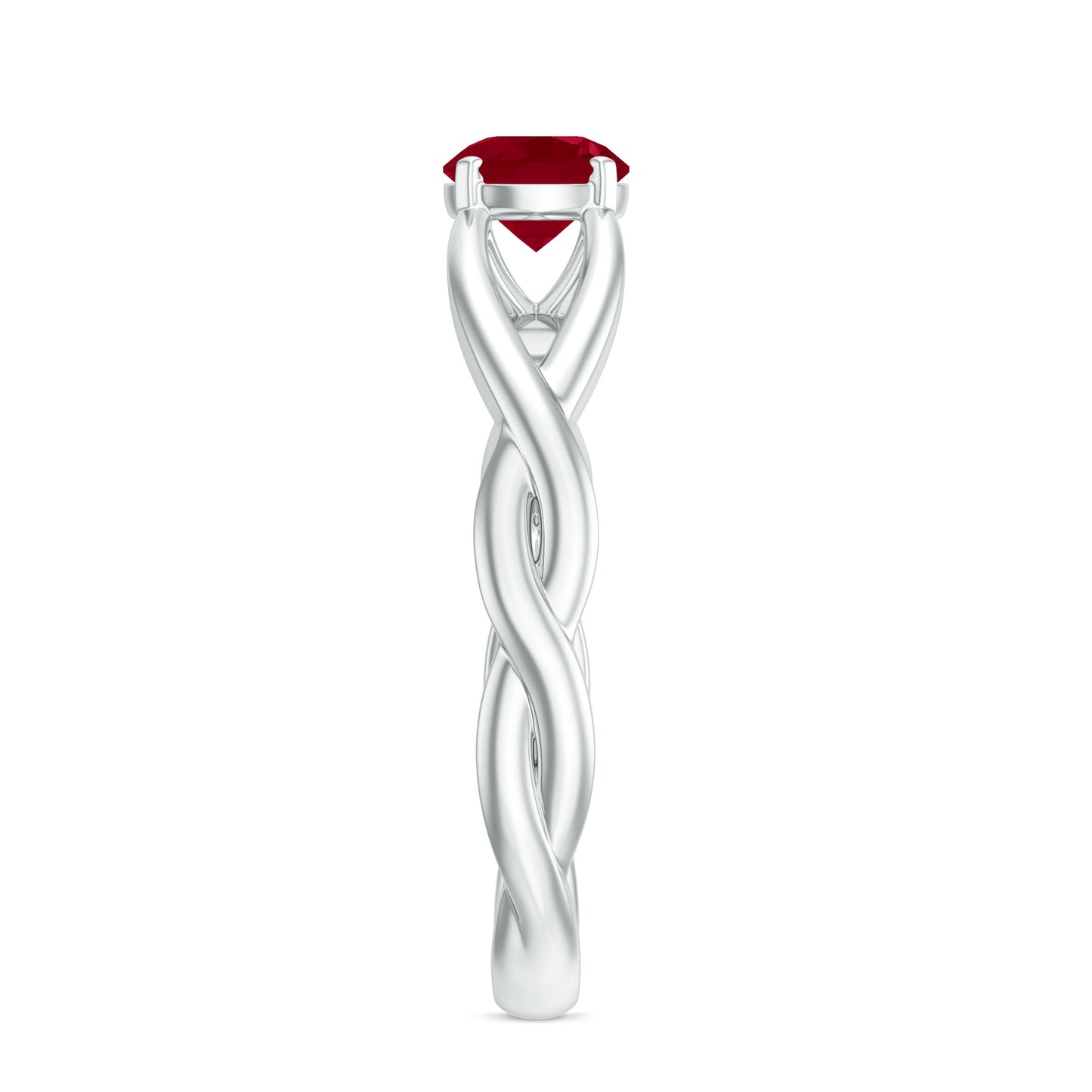 Natural Ruby Solitaire Ring in Crossover Shank
