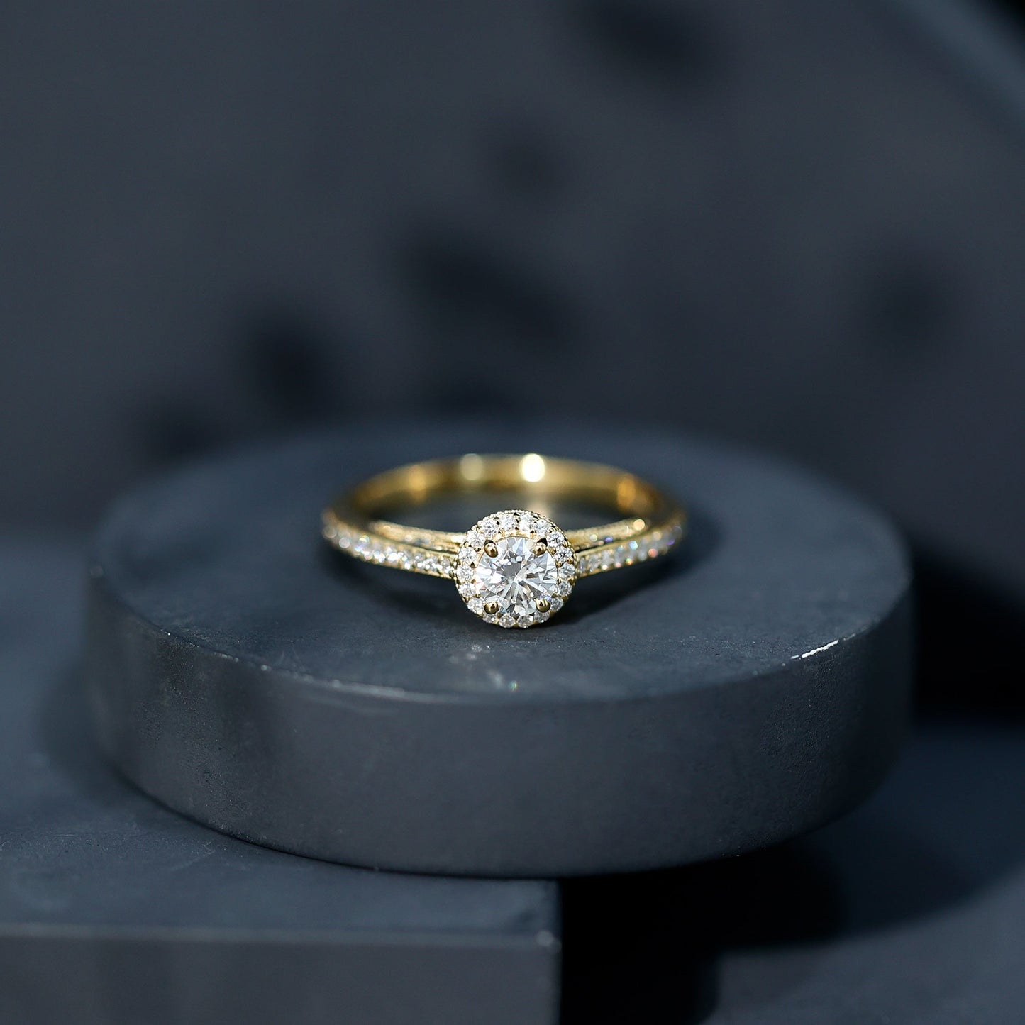 Certified Round Moissanite Halo Engagement Ring for Women