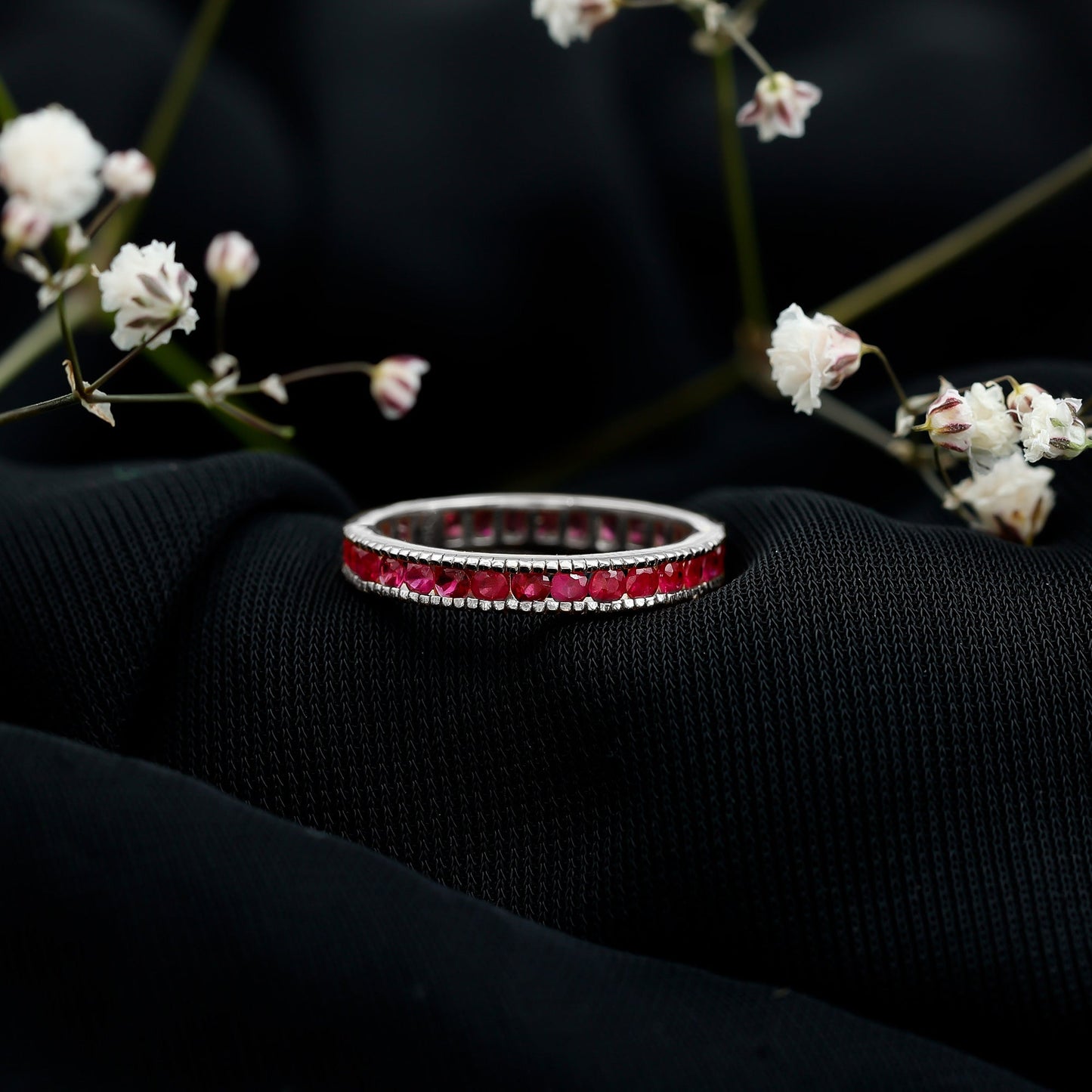 Natural Ruby Eternity Ring for Anniversary