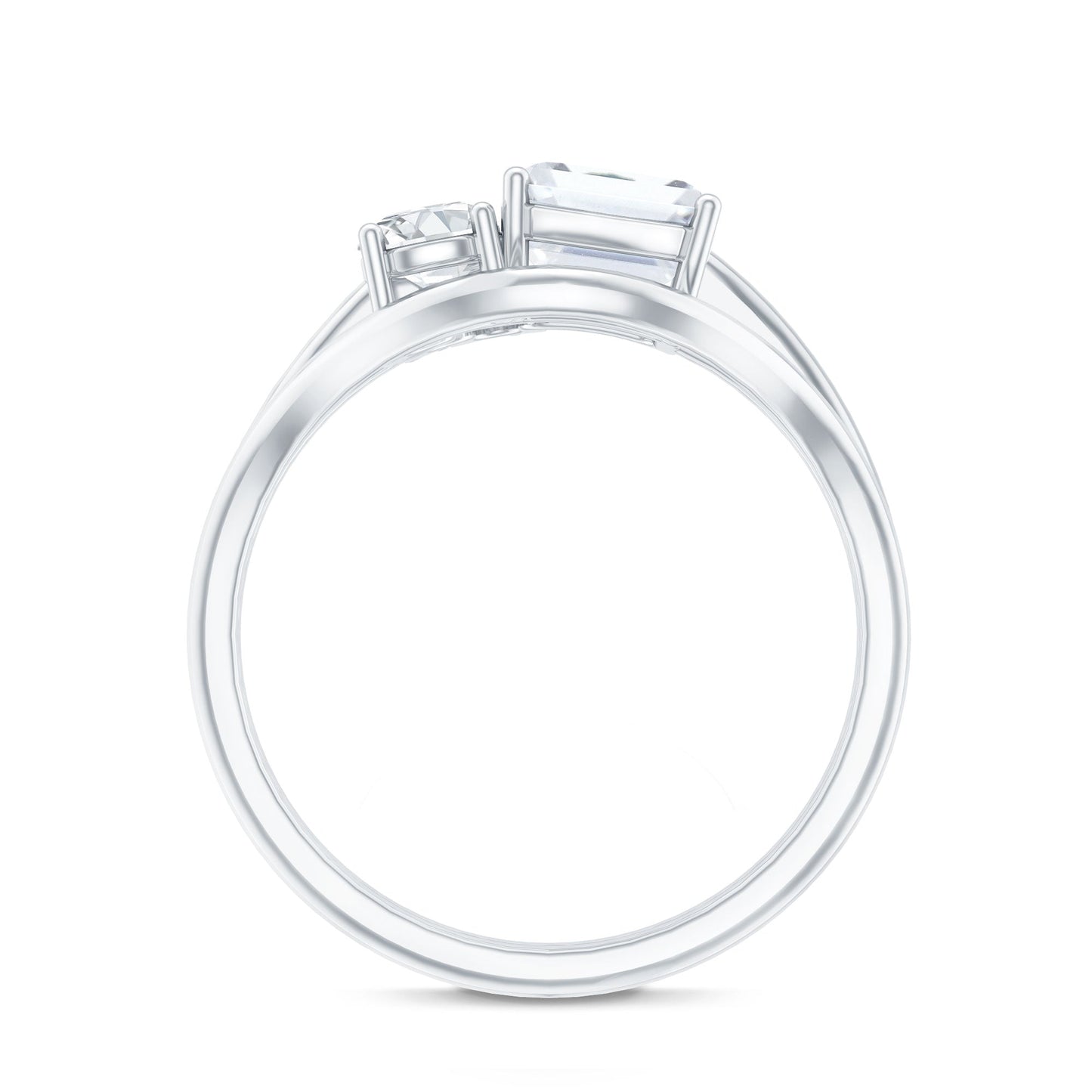 Emerald Cut Moissanite Engagement Ring with Enhancer