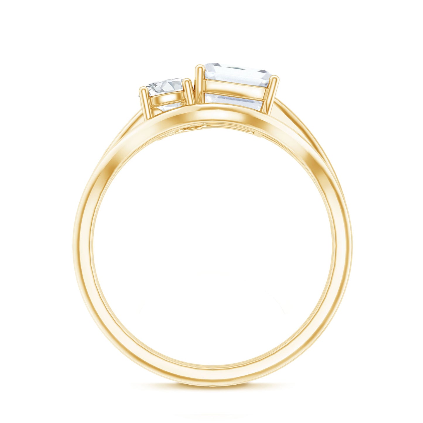 Emerald Cut Moissanite Engagement Ring with Enhancer