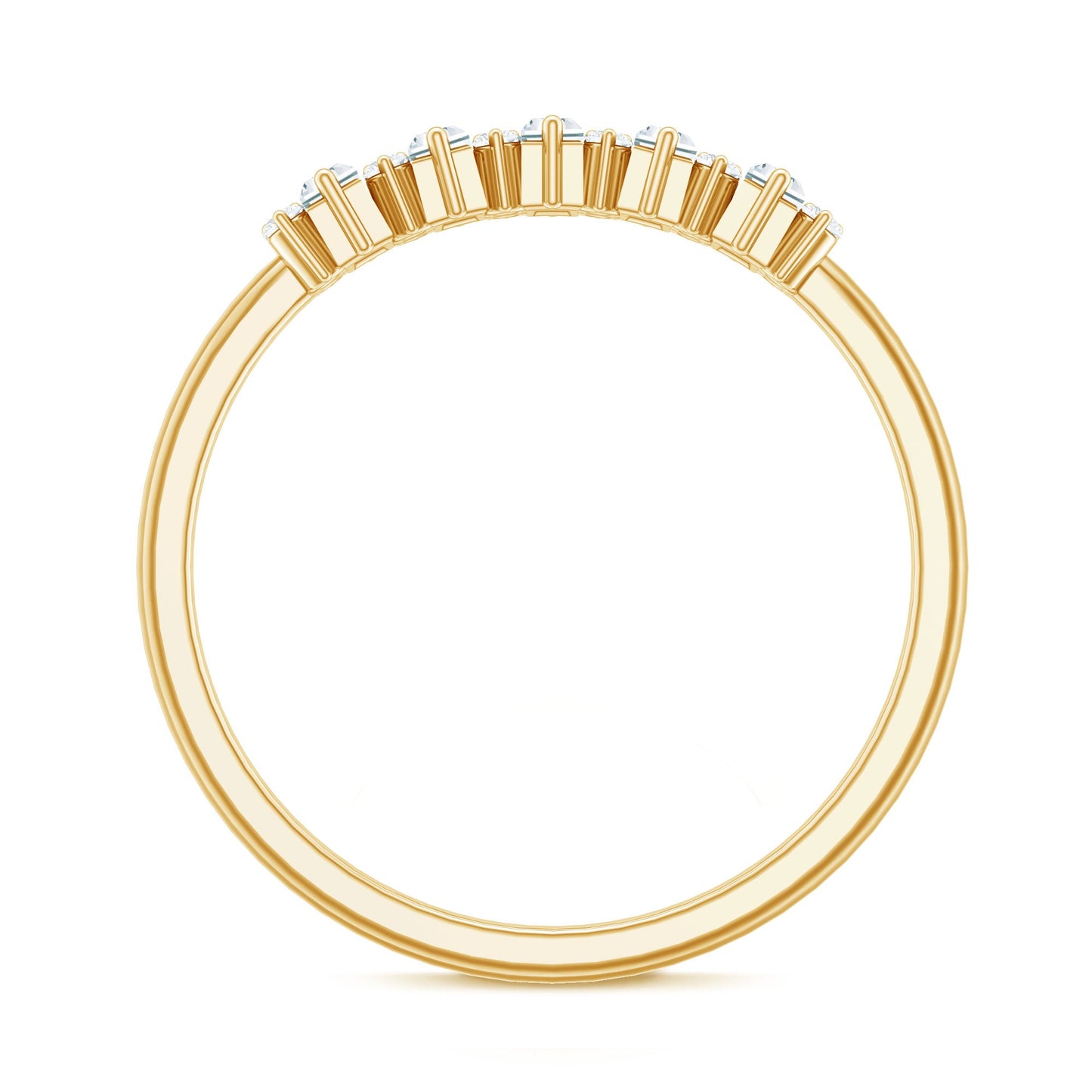 Baguette and Round Cut Moissanite Chevron Stackable Ring