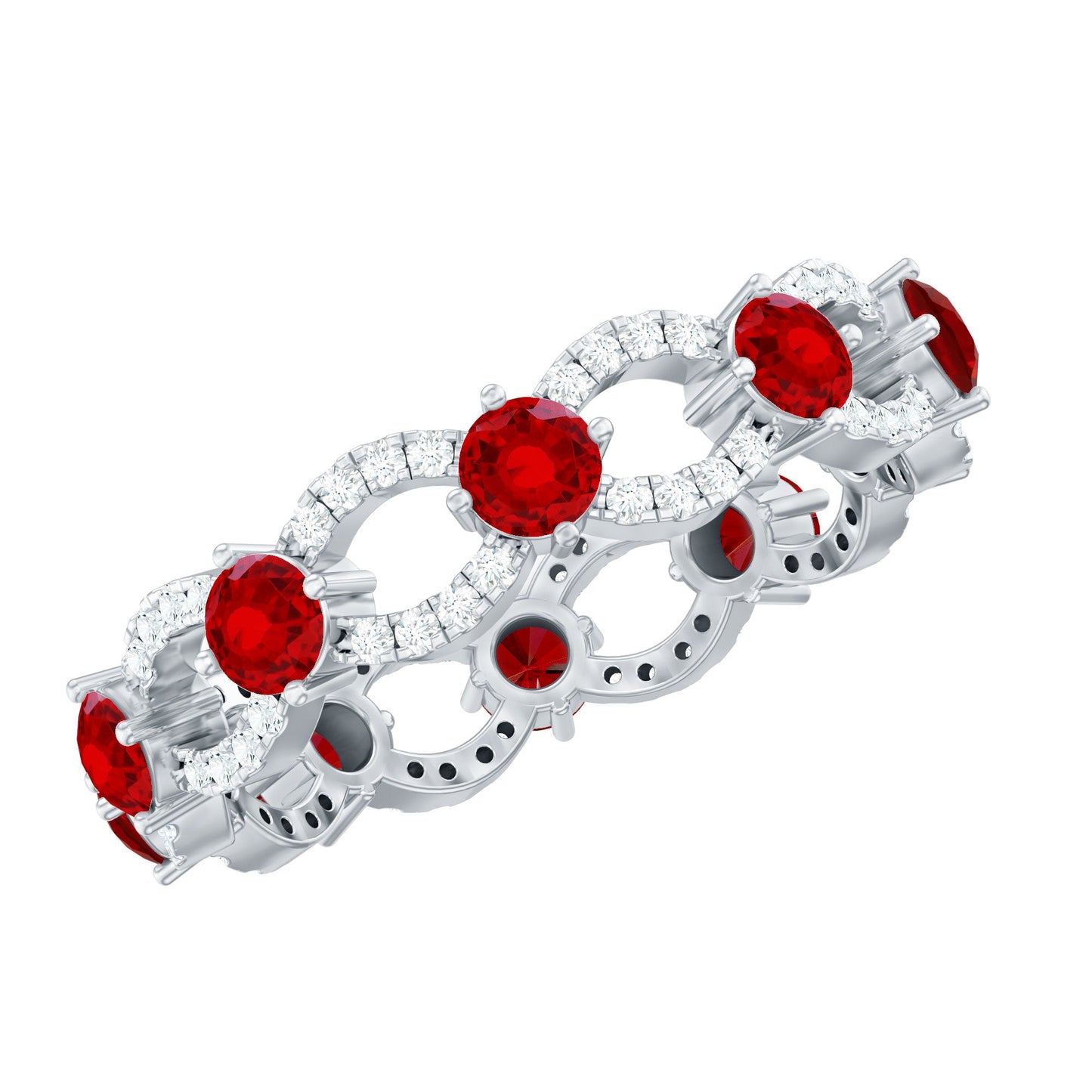 Lab Created Ruby and Diamond Eternity Wedding Band