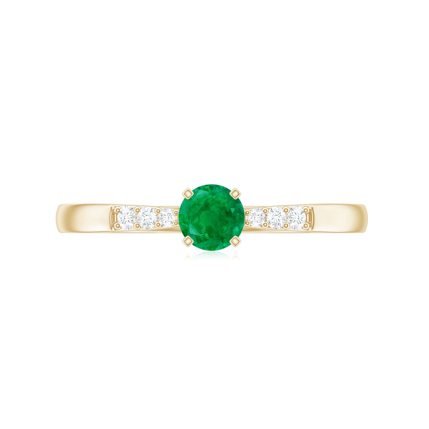 Natural Half Carat Emerald Promise Ring with Diamond