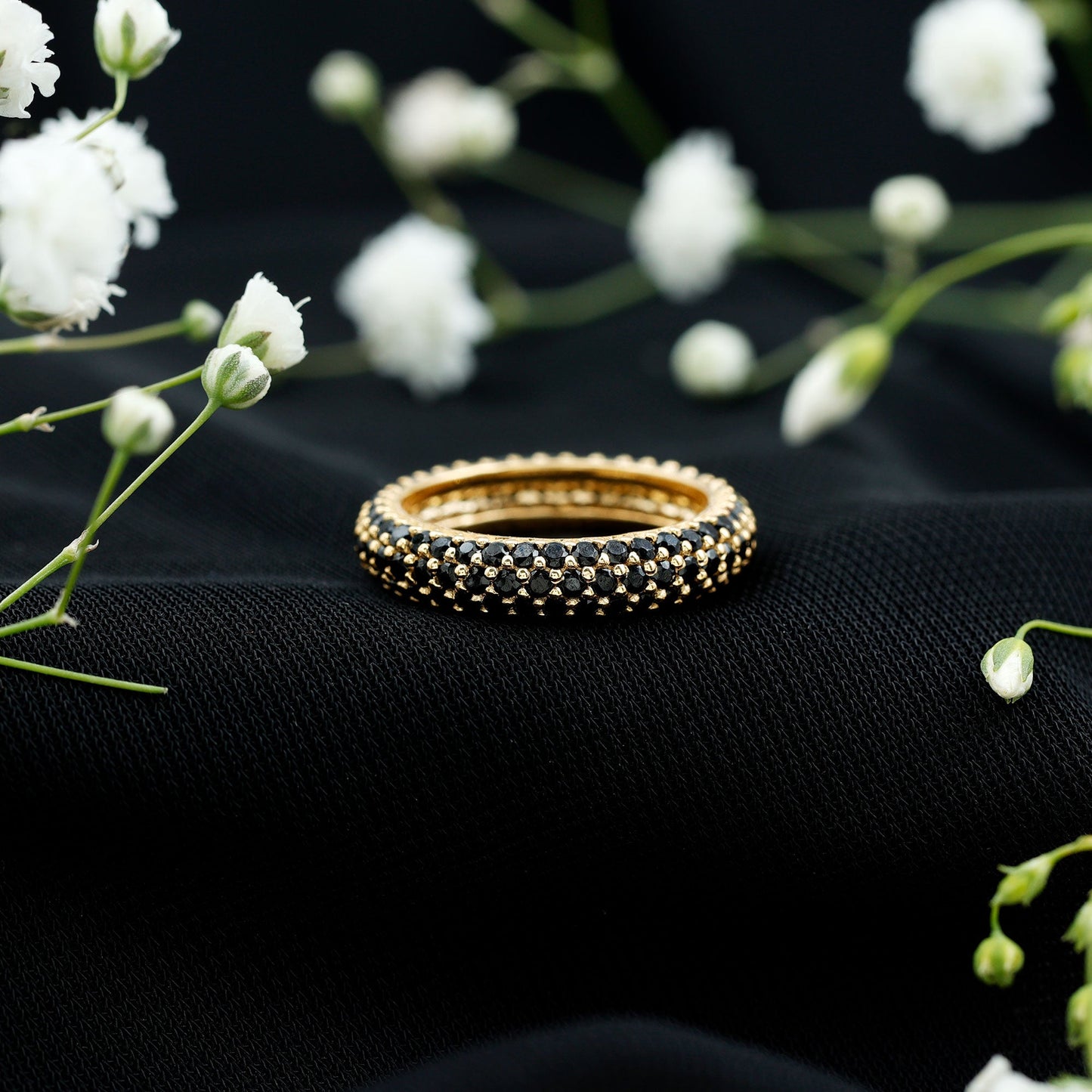 Certified Lab Grown Black Diamond Eternity Band Ring for Women