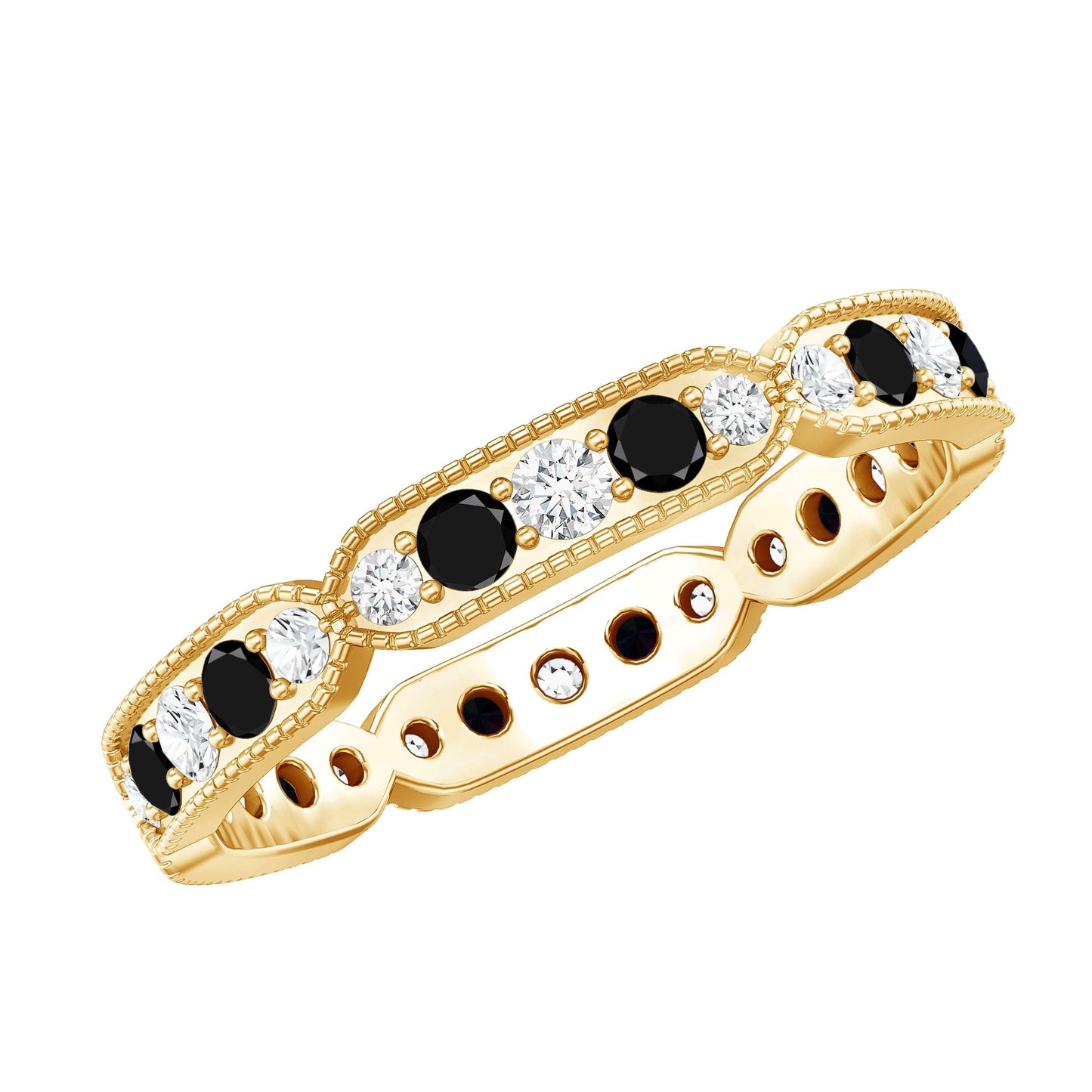 Classic Black Onyx and Diamond Eternity Band Ring