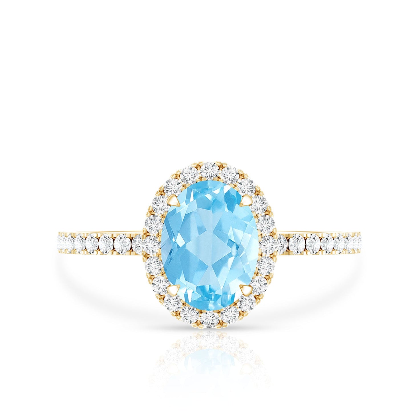Classic Aquamarine Oval Engagement Ring with Diamond Halo