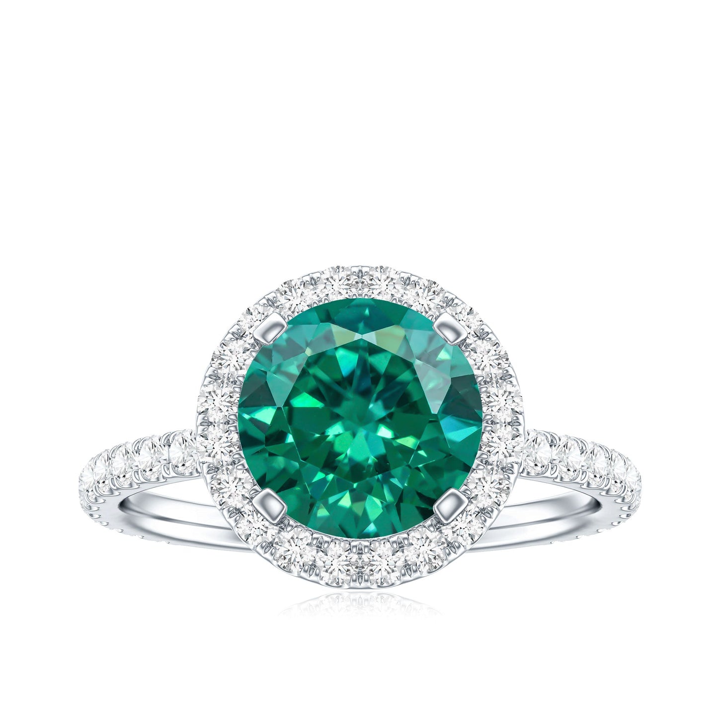 Certified 2 Carat Lab Grown Emerald Classic Engagement Ring with Halo