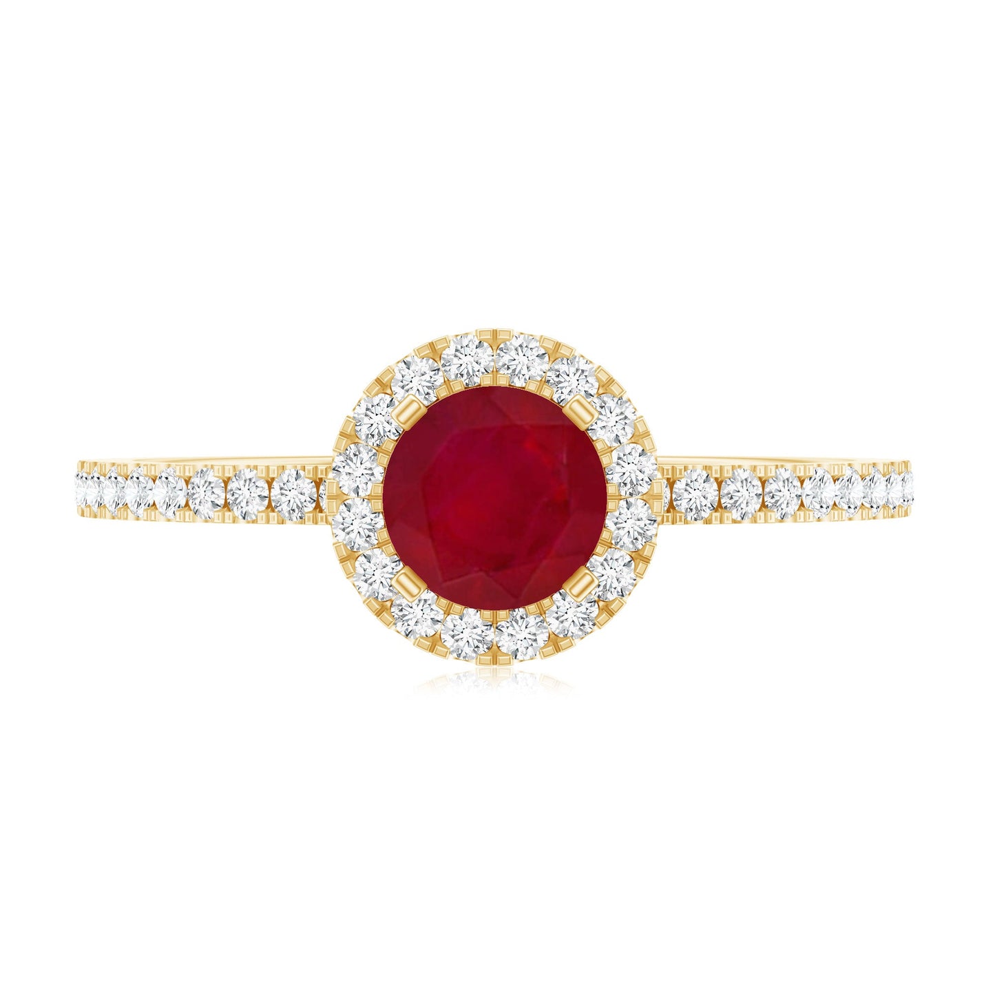 Minimal 0.6 Carat Ruby Engagement Ring with Diamond Halo