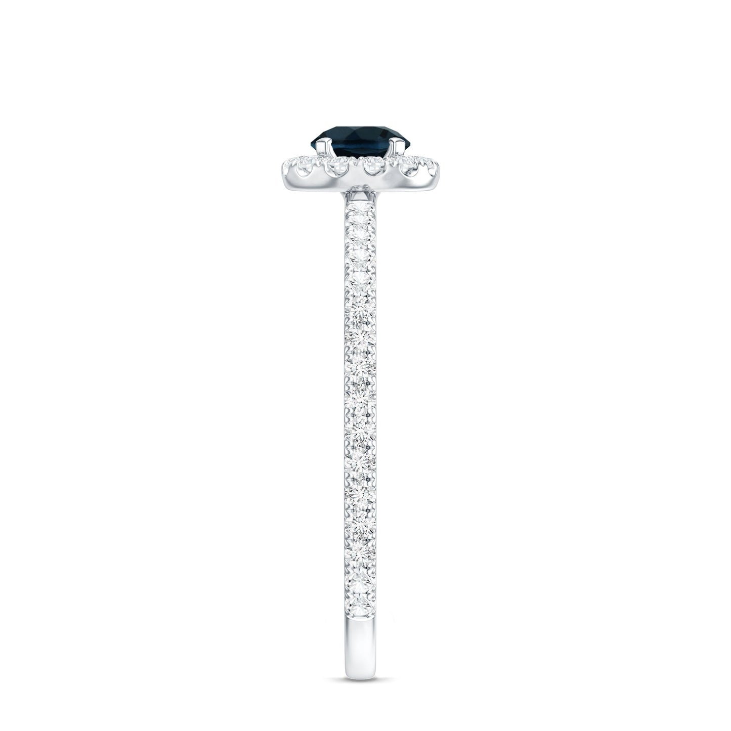 Round Shaped Blue Topaz and Diamond Minimal Engagement Ring